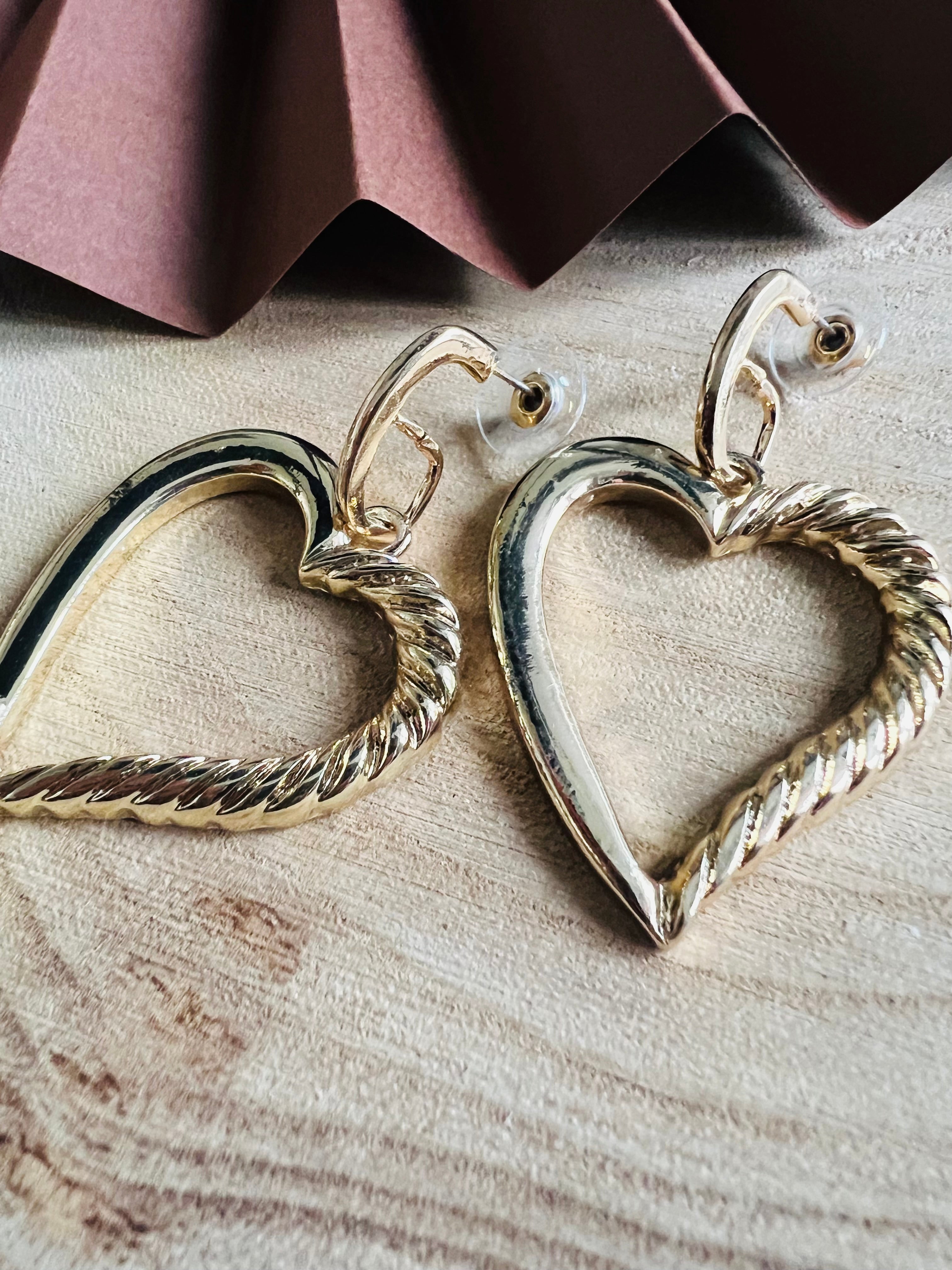 Boucles d’oreilles COLINE coeurs dorés - Créations Uniques