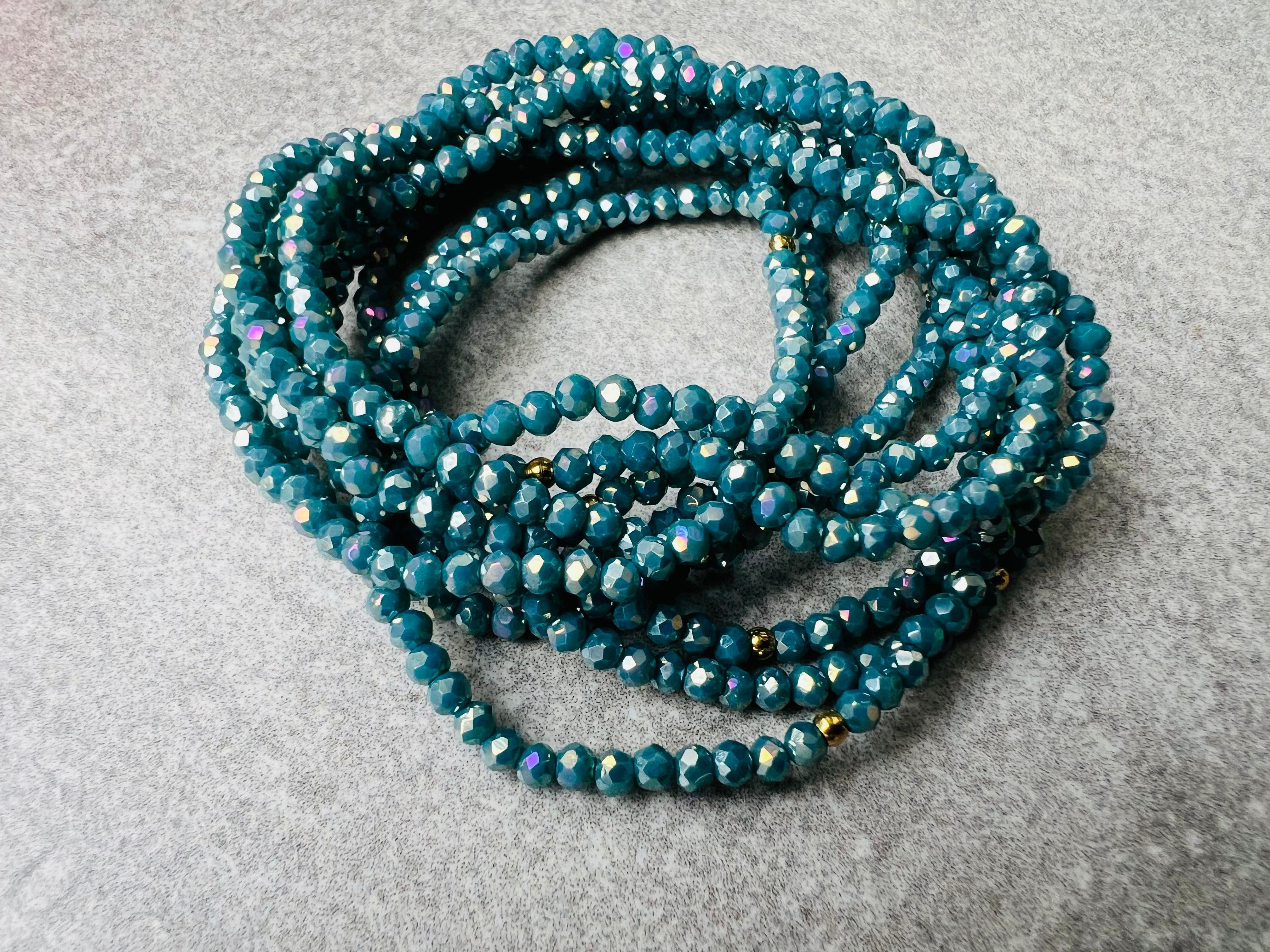 Bracelet GYSEL bleu brillant perles à facettes - Créations Uniques