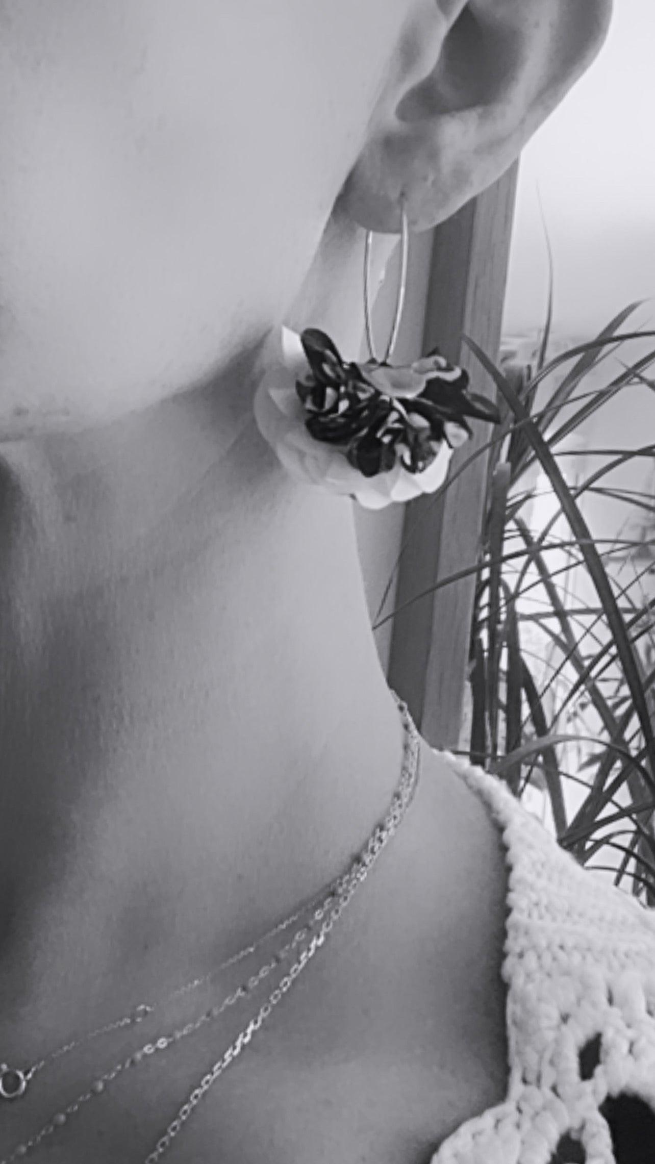 Boucles d’oreilles PHILINE tissu motif fleuri - Créations Uniques - Créations Uniques