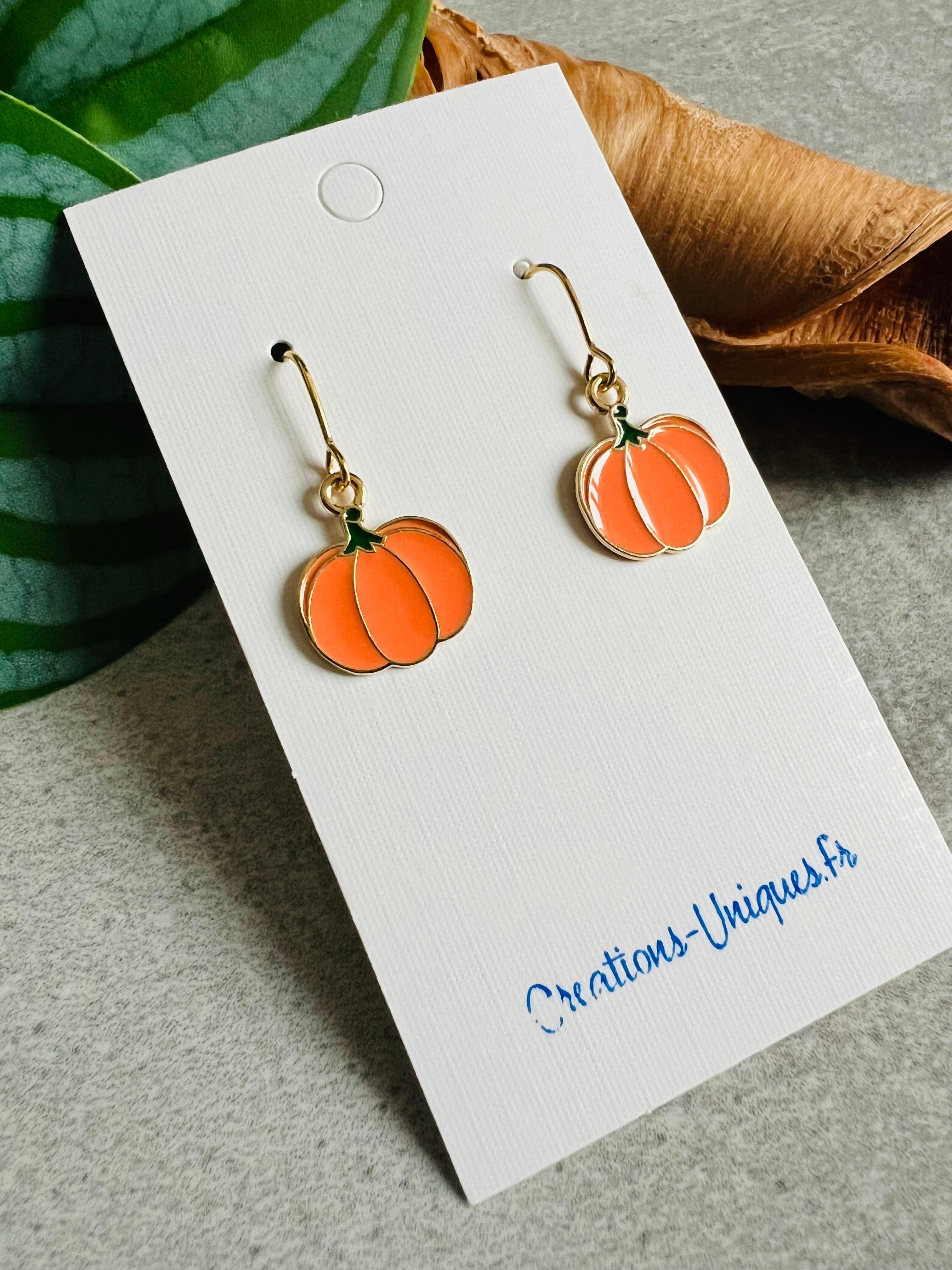 Boucles d’oreilles CITROUILLE - Créations Uniques - Créations Uniques