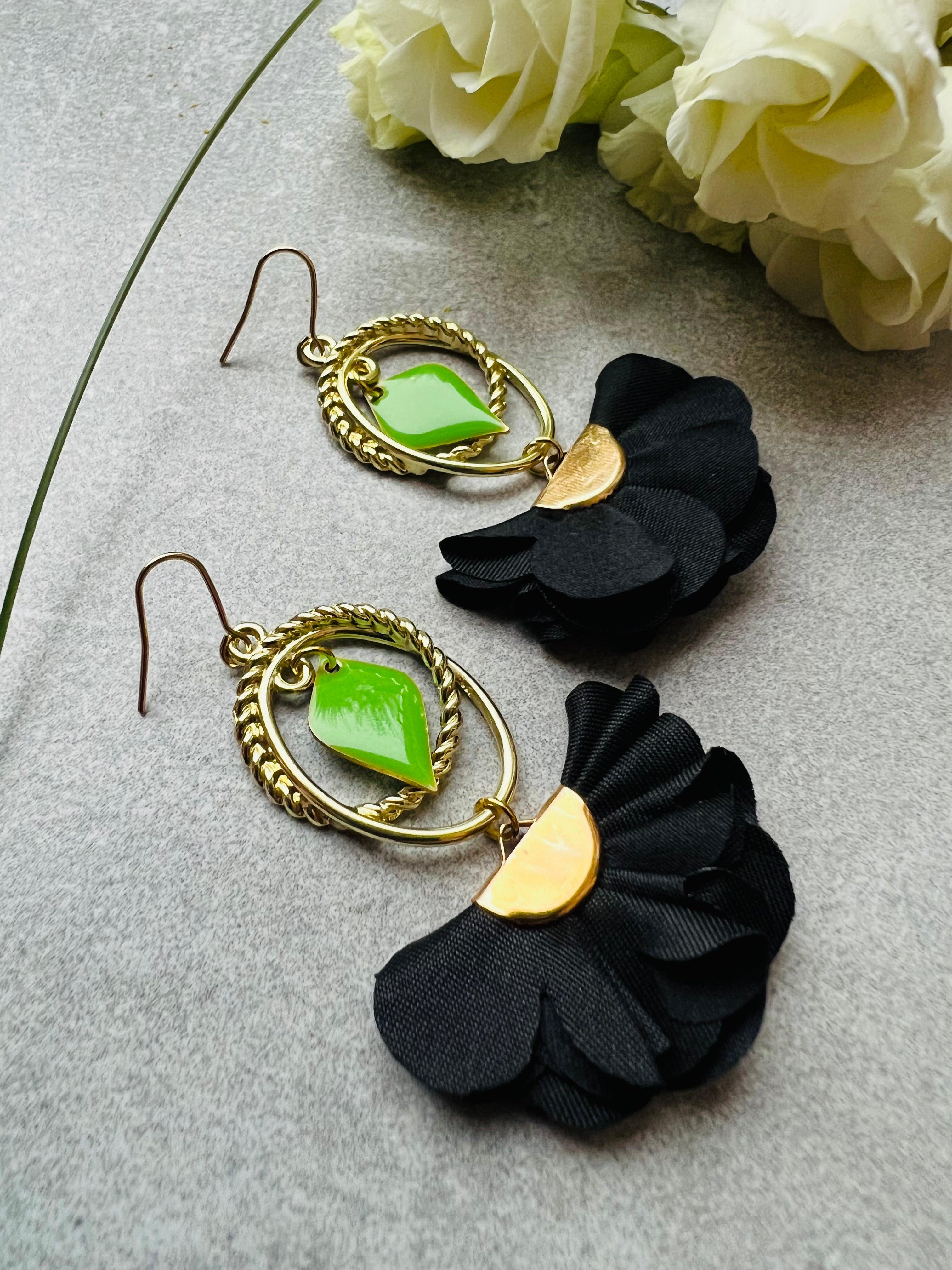 Boucles d’oreilles ALBA rétro stylé et coloré - Créations Uniques - Créations Uniques