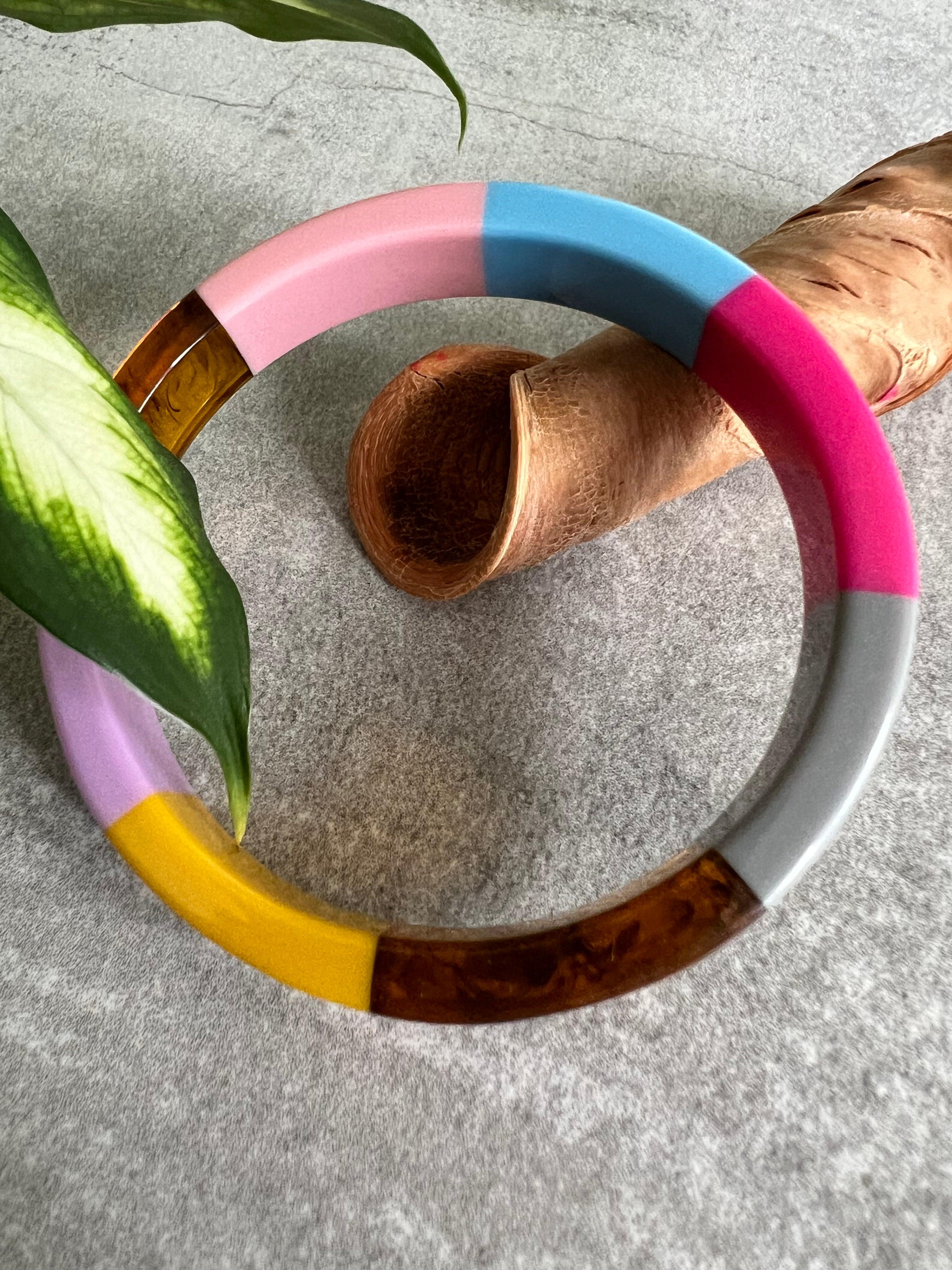 Bracelet VICKY résine multicolore - Créations Uniques