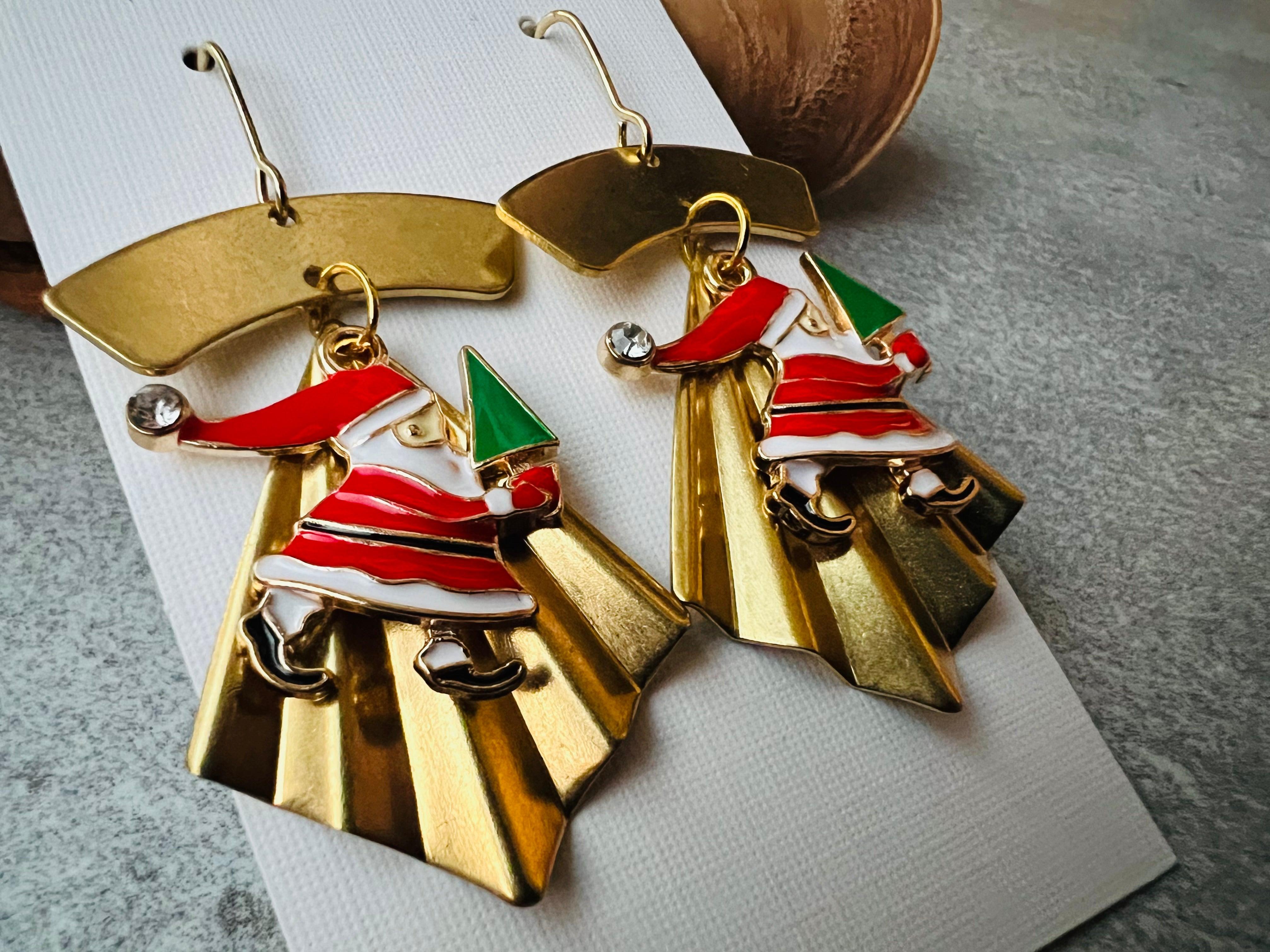 Boucles d’oreilles ADRIENNE thème Noël - Créations Uniques - Créations Uniques