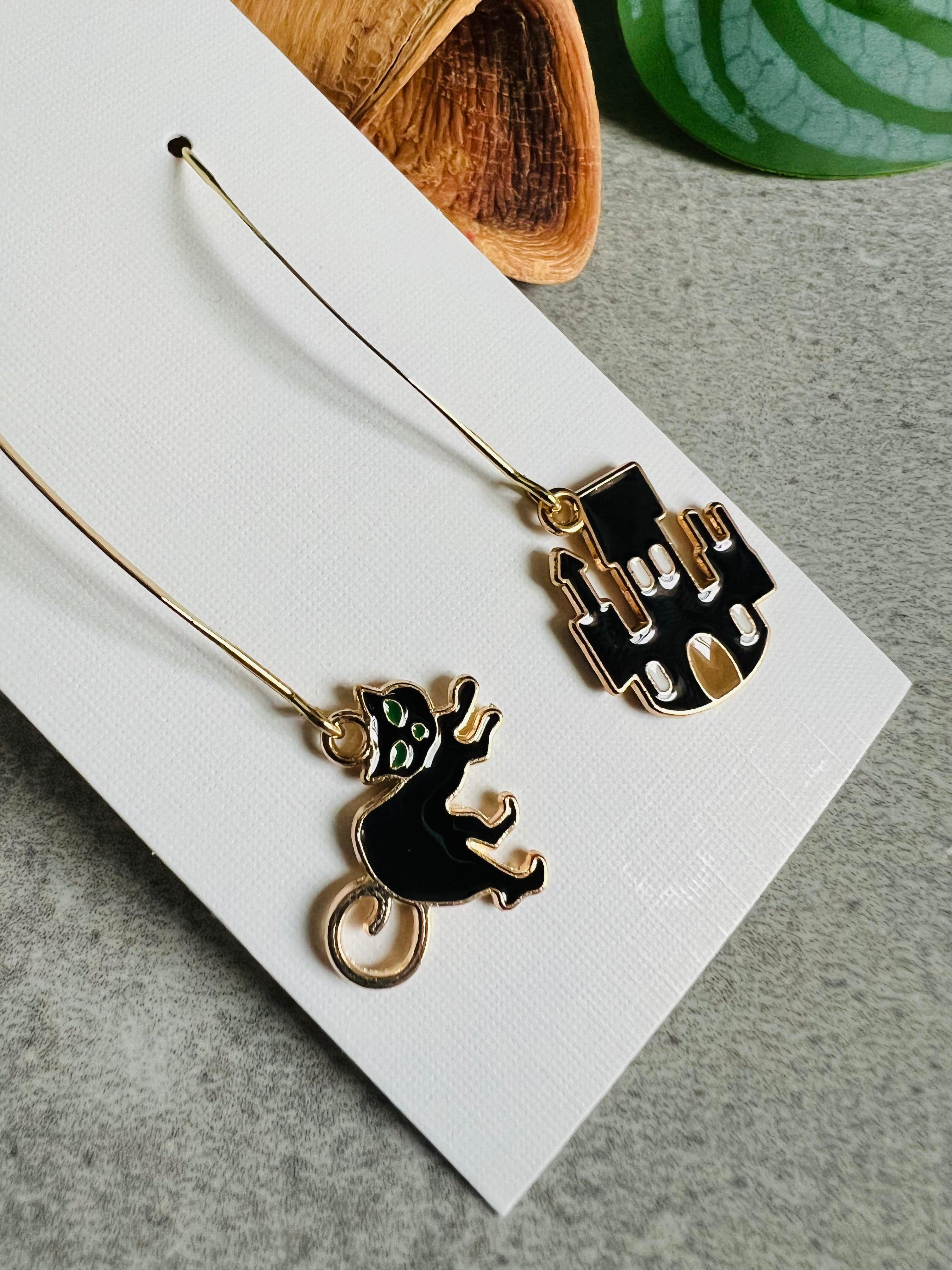 Boucles d’oreilles HALLOWEEN noires et asymétriques- Créations Uniques - Créations Uniques