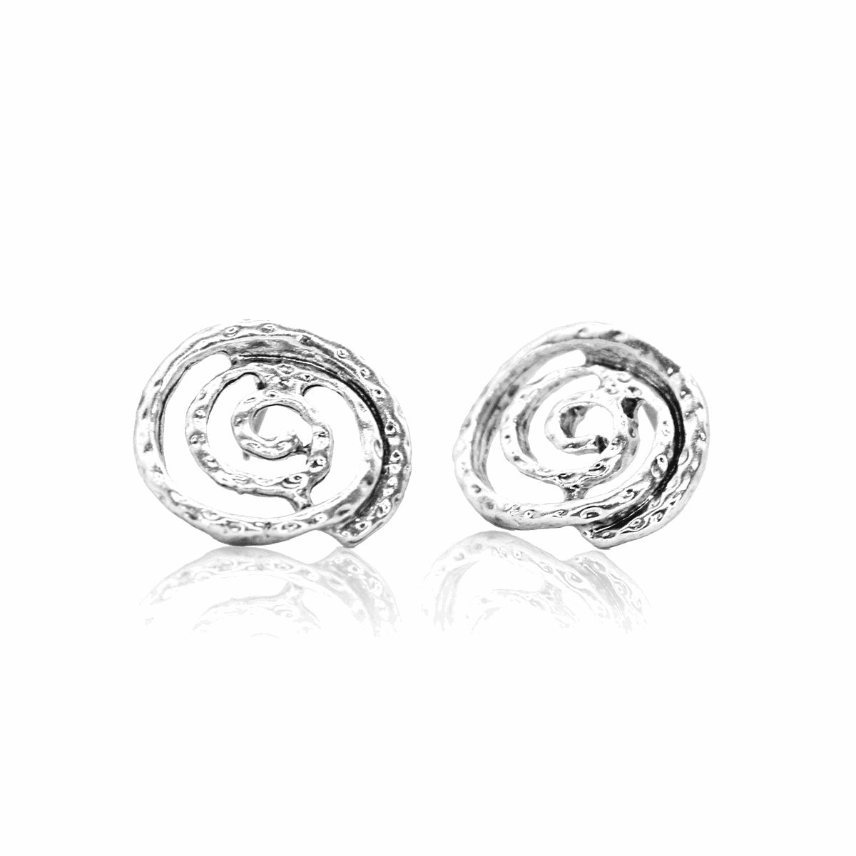 E56036 Boucles d'oreilles Puces Spirales - Karine Sultan - Créations Uniques