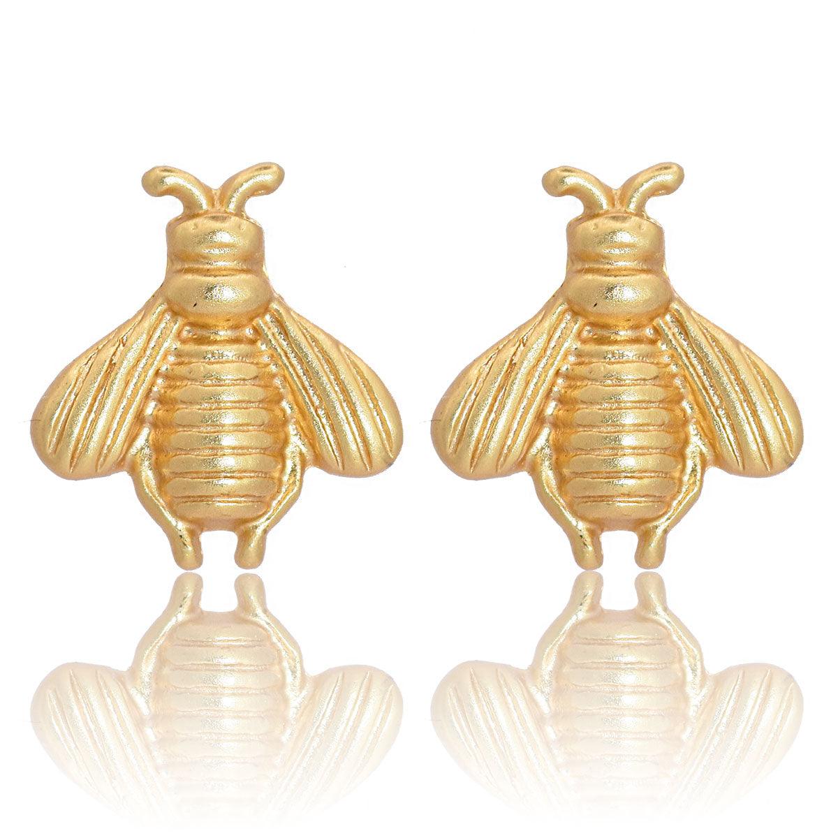 E69007 Boucles d'oreilles puces abeille - Karine Sultan - Créations Uniques