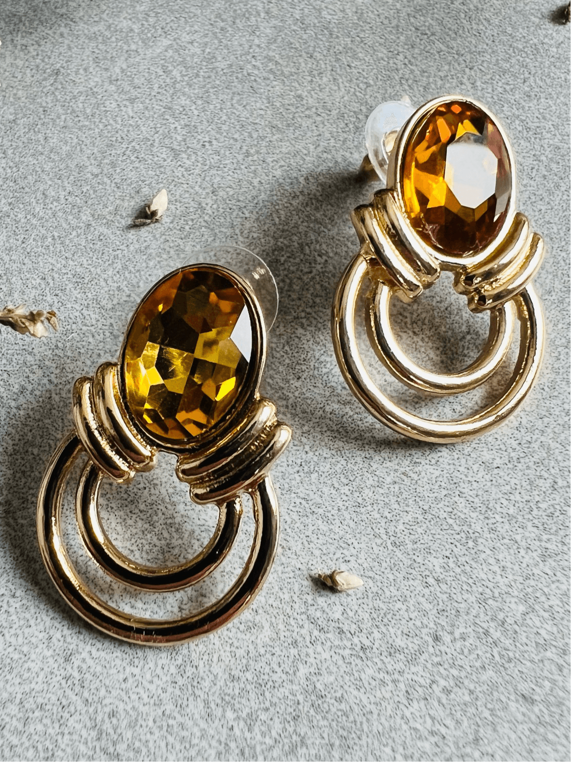 Boucles d’oreilles ANNE-SOPHIE couleur ambrée - Créations Uniques