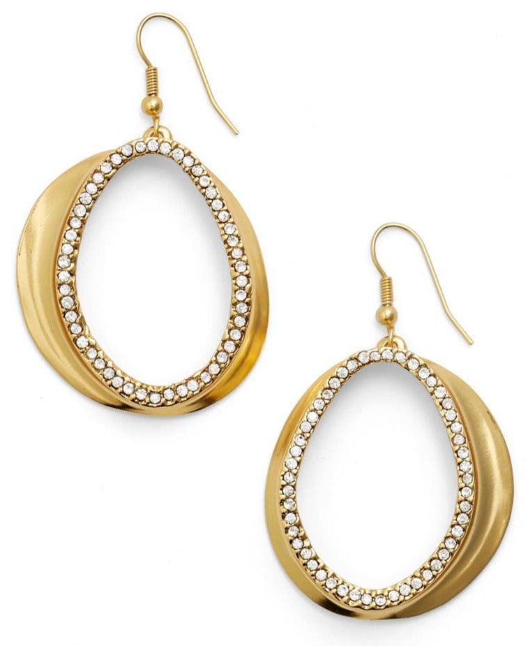 E50201 Boucles d'oreilles dorées et strass - Karine Sultan - Créations Uniques