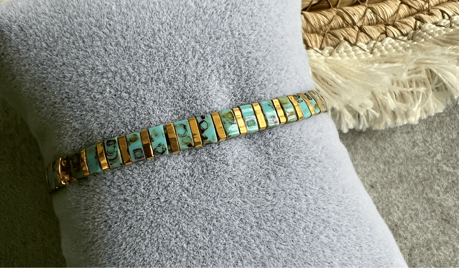 Bracelet SEVILLE perles turquoises - Créations Uniques