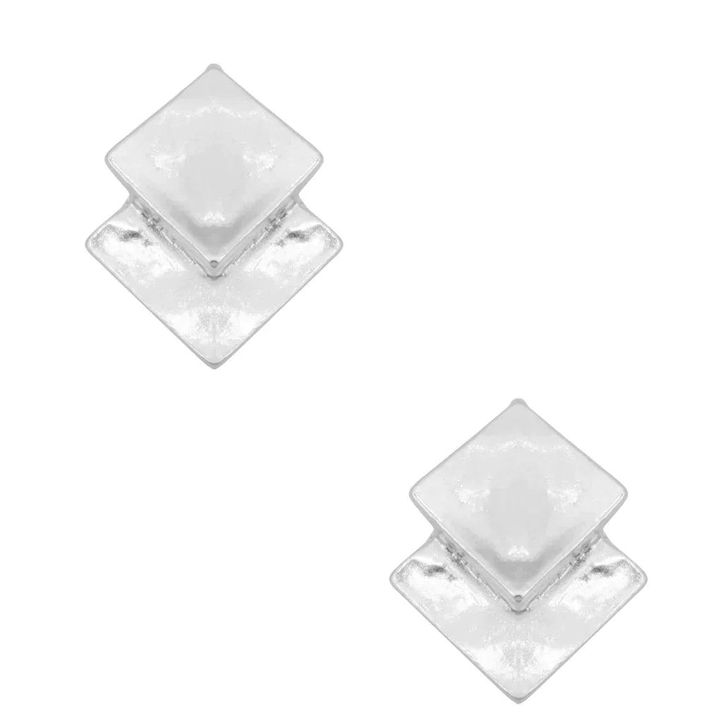 E53020 Boucles d'oreilles puces carrées superposées - Karine Sultan - Créations Uniques