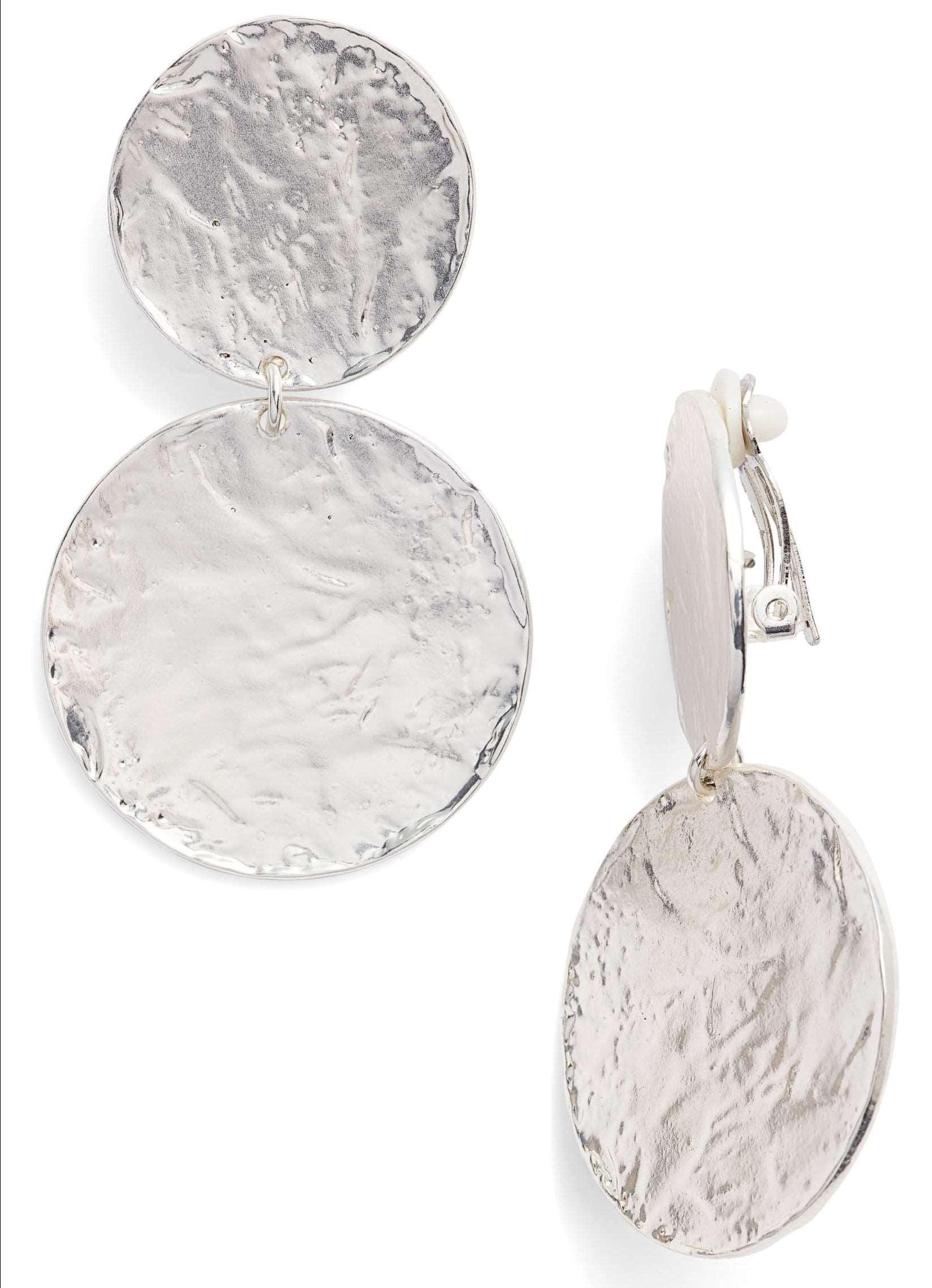 E62070 Boucles d'oreilles clips déclaration double disques - Karine Sultan - Créations Uniques