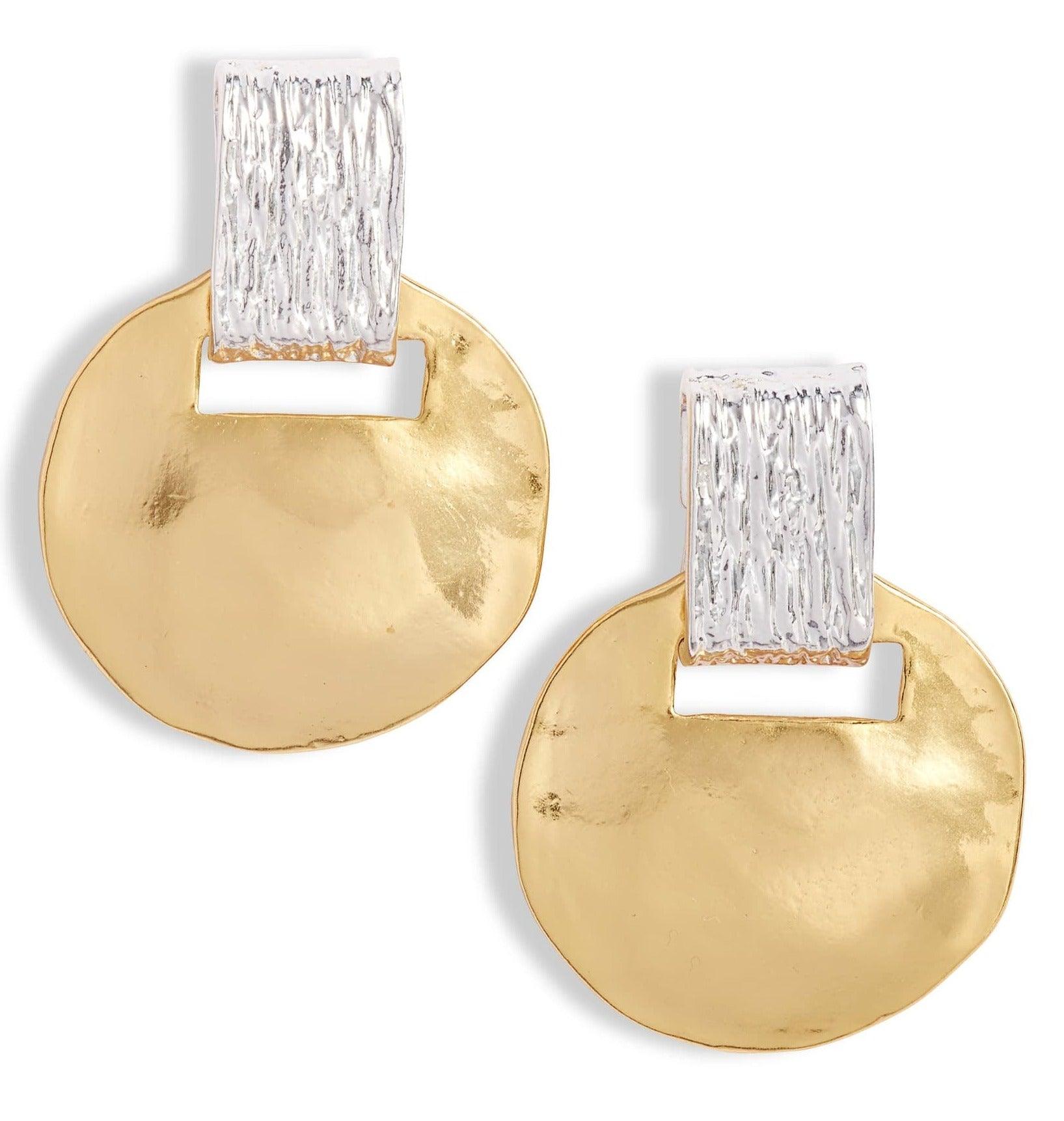 E63079 Boucles d'oreilles pendantes courtes métaux mixtes - Karine Sultan - Créations Uniques