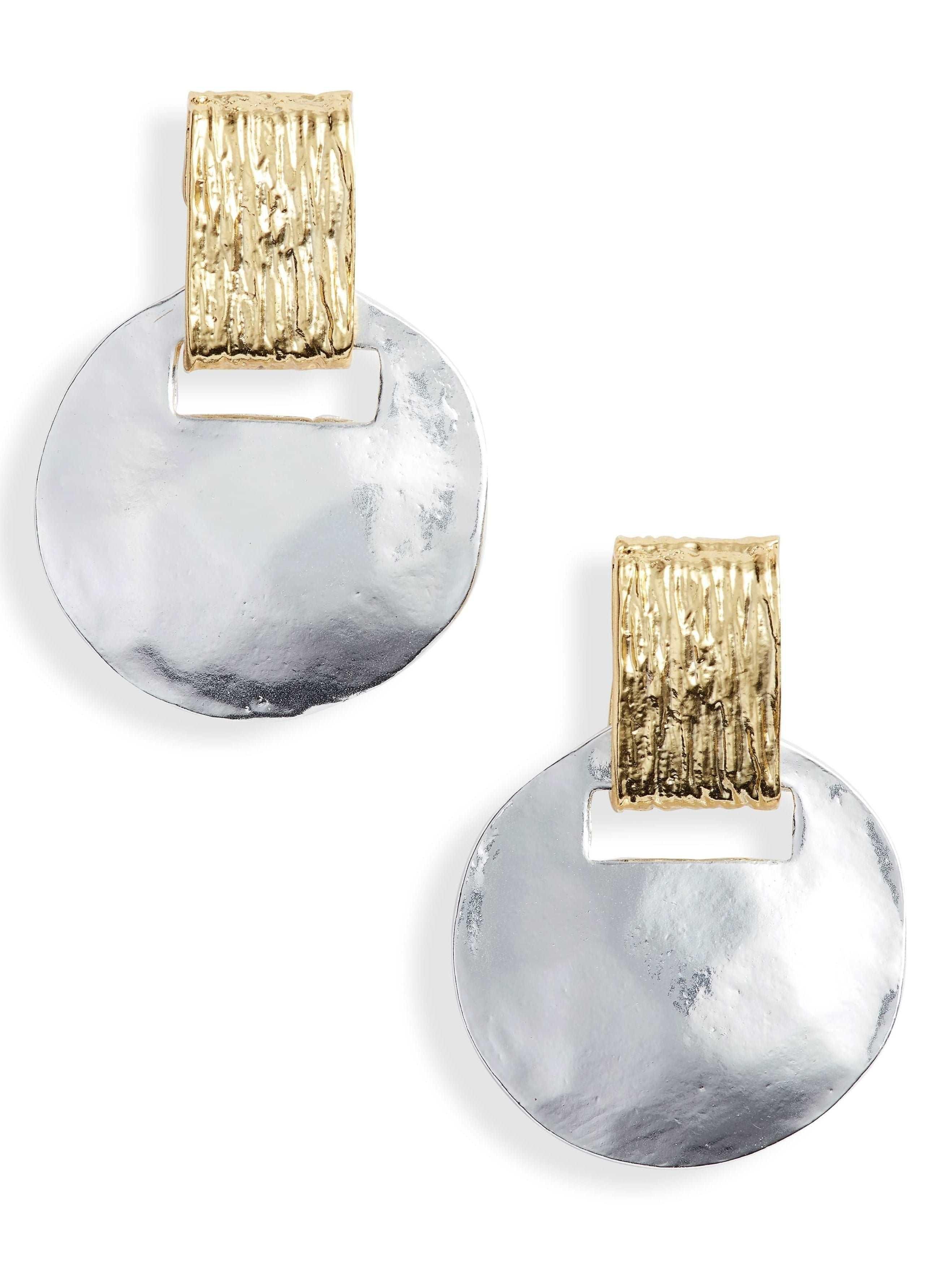 E63079 Boucles d'oreilles pendantes courtes métaux mixtes - Karine Sultan - Créations Uniques