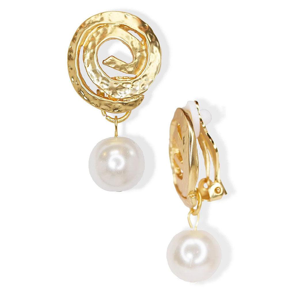 E68938 Clip tourbillon avec goutte de perle - Karine Sultan - Créations Uniques