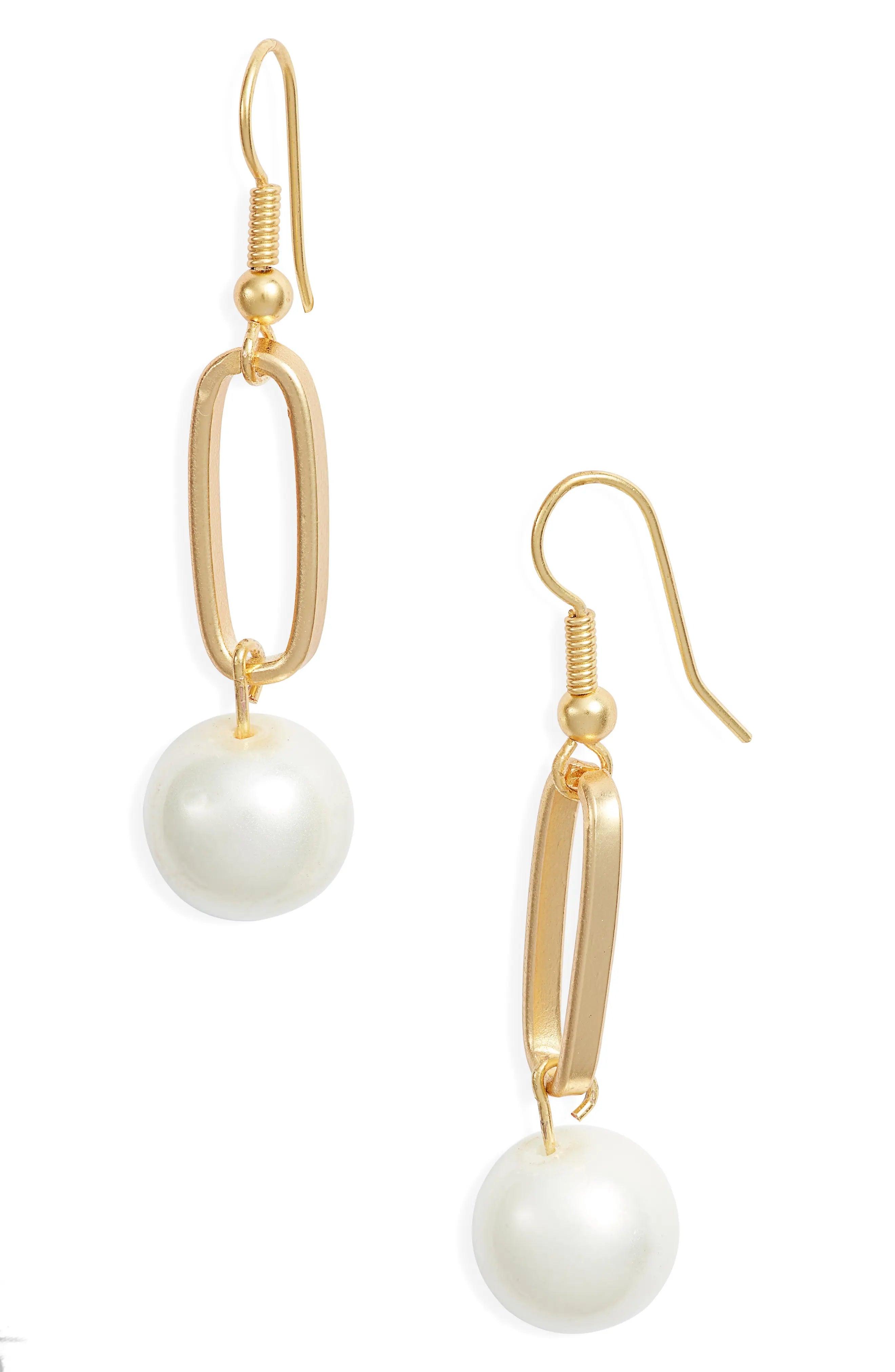 E70583 Boucles d'oreilles pendantes goutte allongée perles - Karine Sultan - Créations Uniques