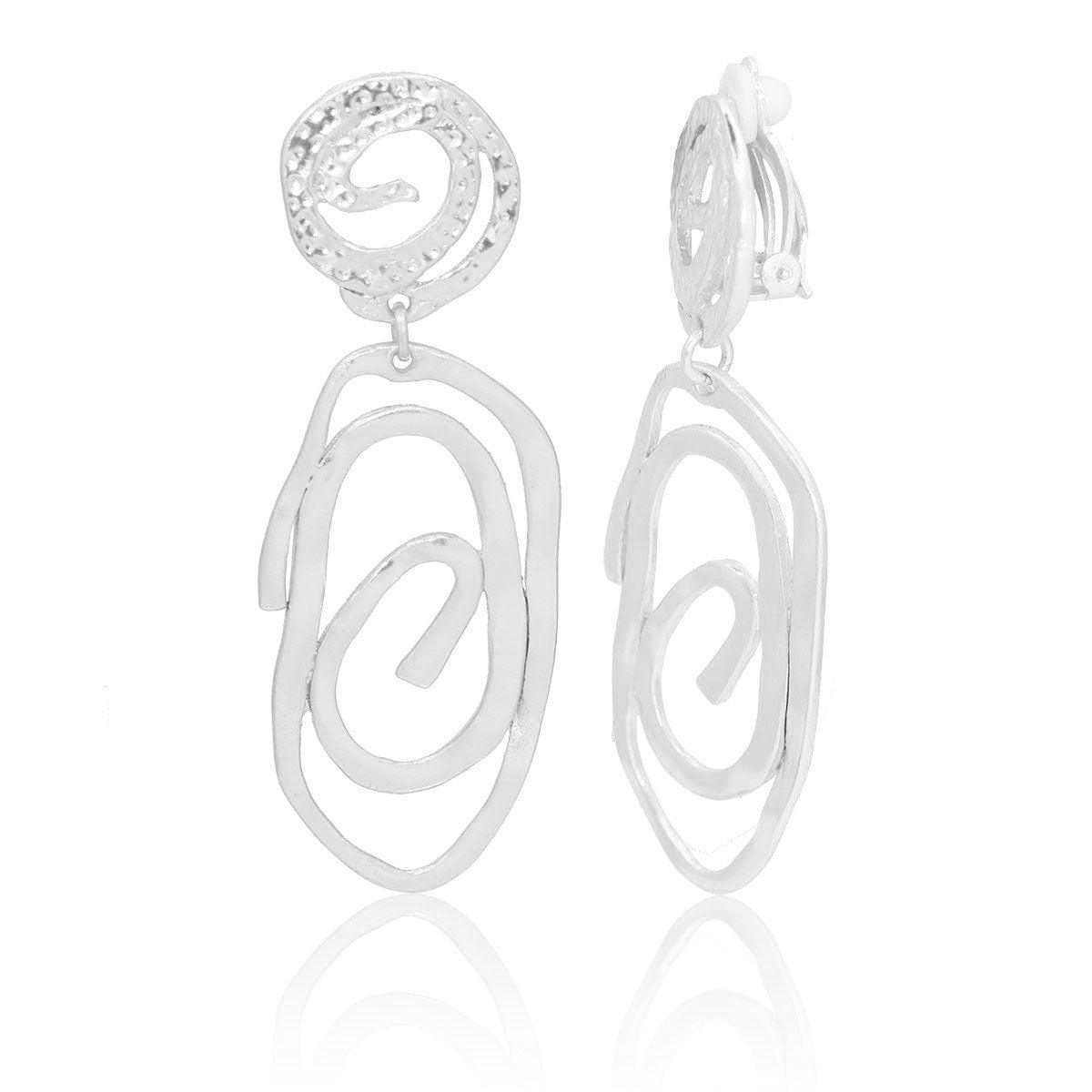 E70800 Boucles d'oreilles clips goutte tourbillonnante - Karine Sultan - Créations Uniques
