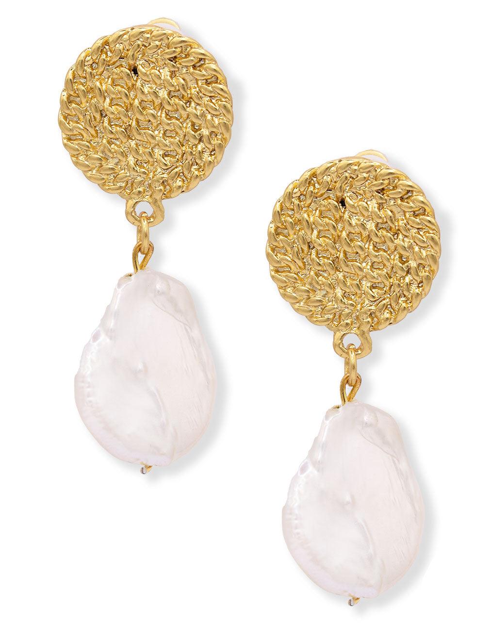 E71646 Boucles d'oreilles perle blanche - Karine Sultan - Créations Uniques