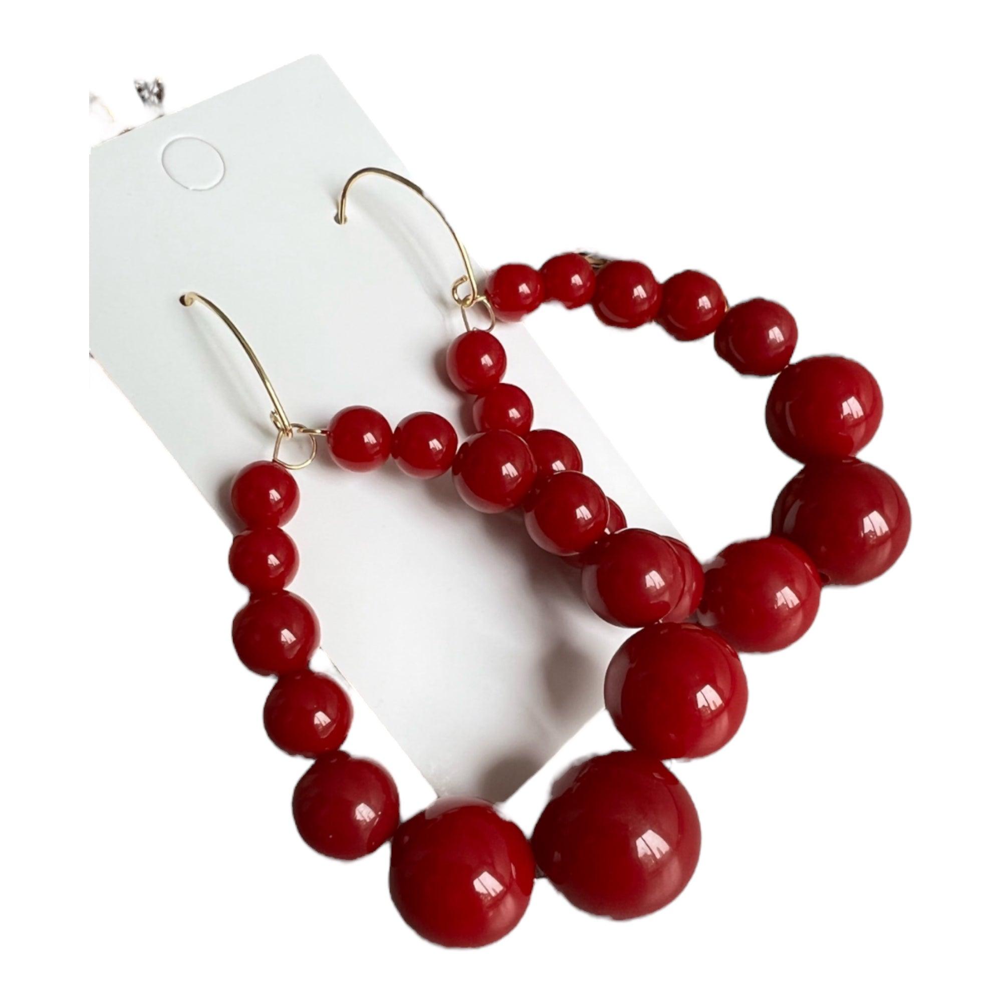 Boucles d’oreilles VINCIANE perles bordeaux - Créations Uniques - Créations Uniques