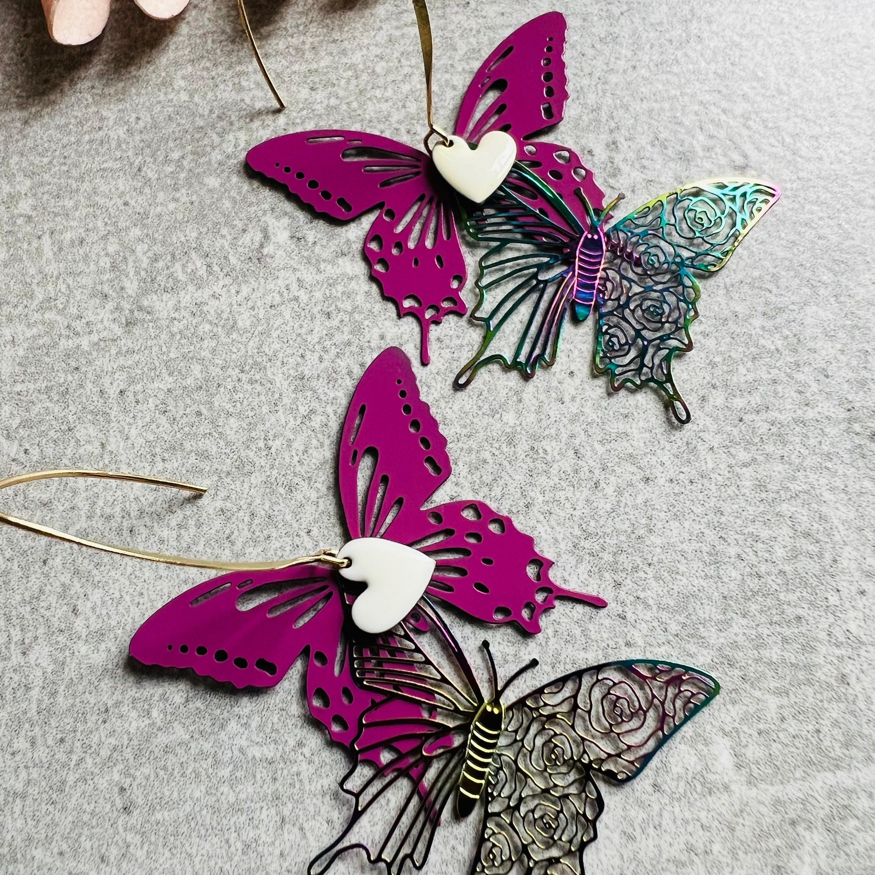 Boucles d’oreilles MIRABEL papillons violets - Créations Uniques - Créations Uniques