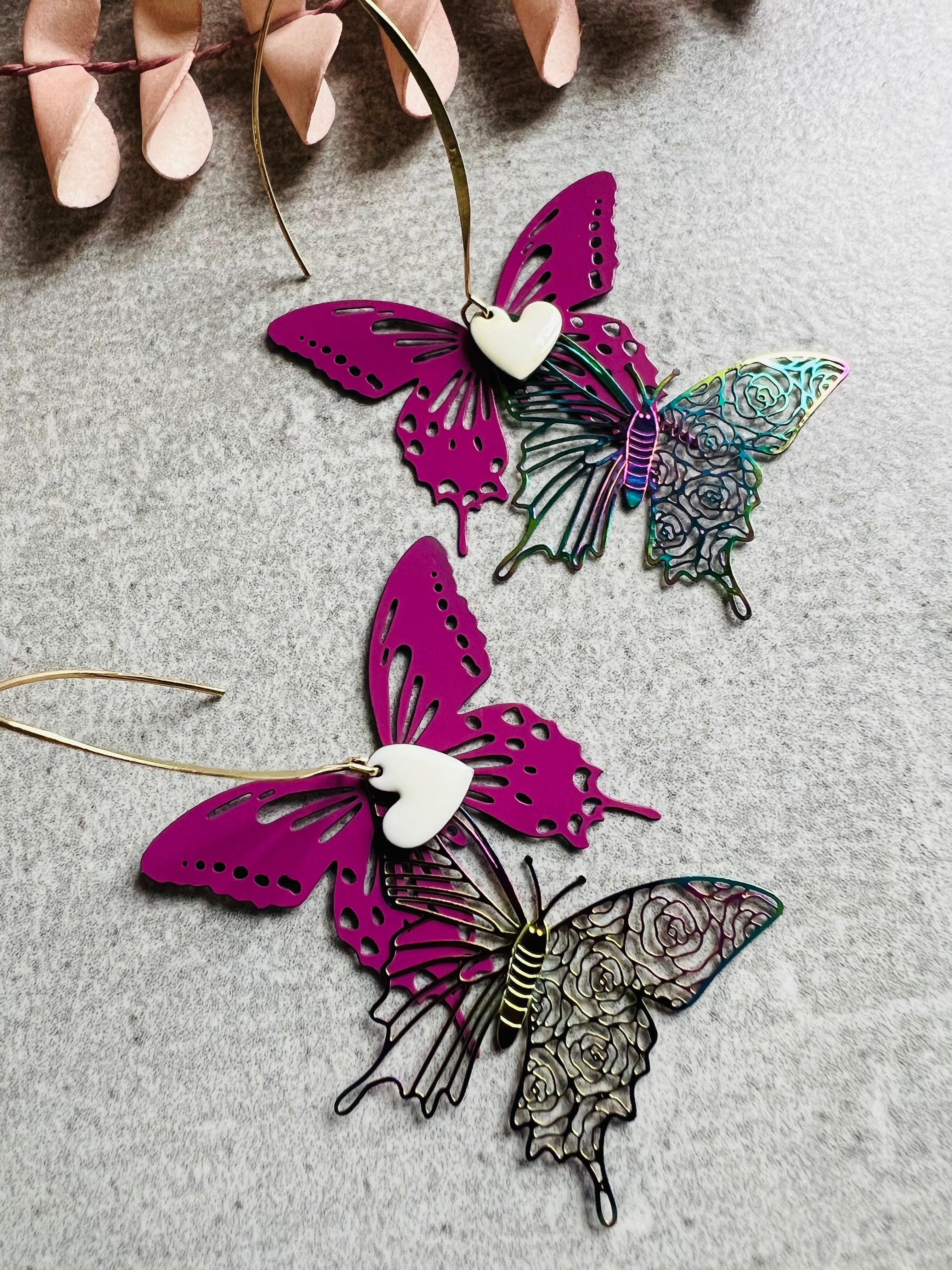 Boucles d’oreilles MIRABEL papillons violets - Créations Uniques - Créations Uniques