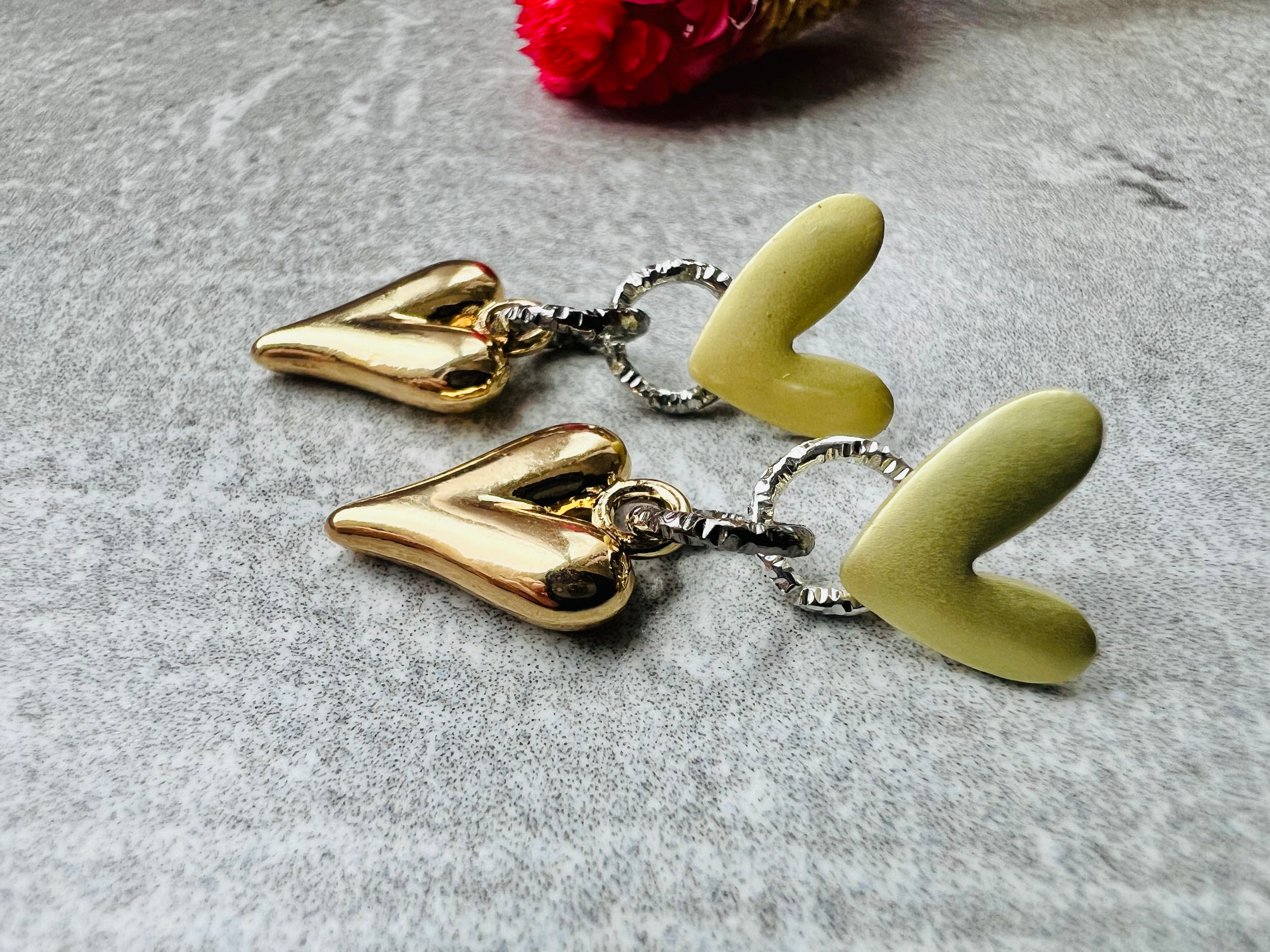 Boucles d’oreilles EUGENIE coeurs dorés - Créations Uniques - Créations Uniques