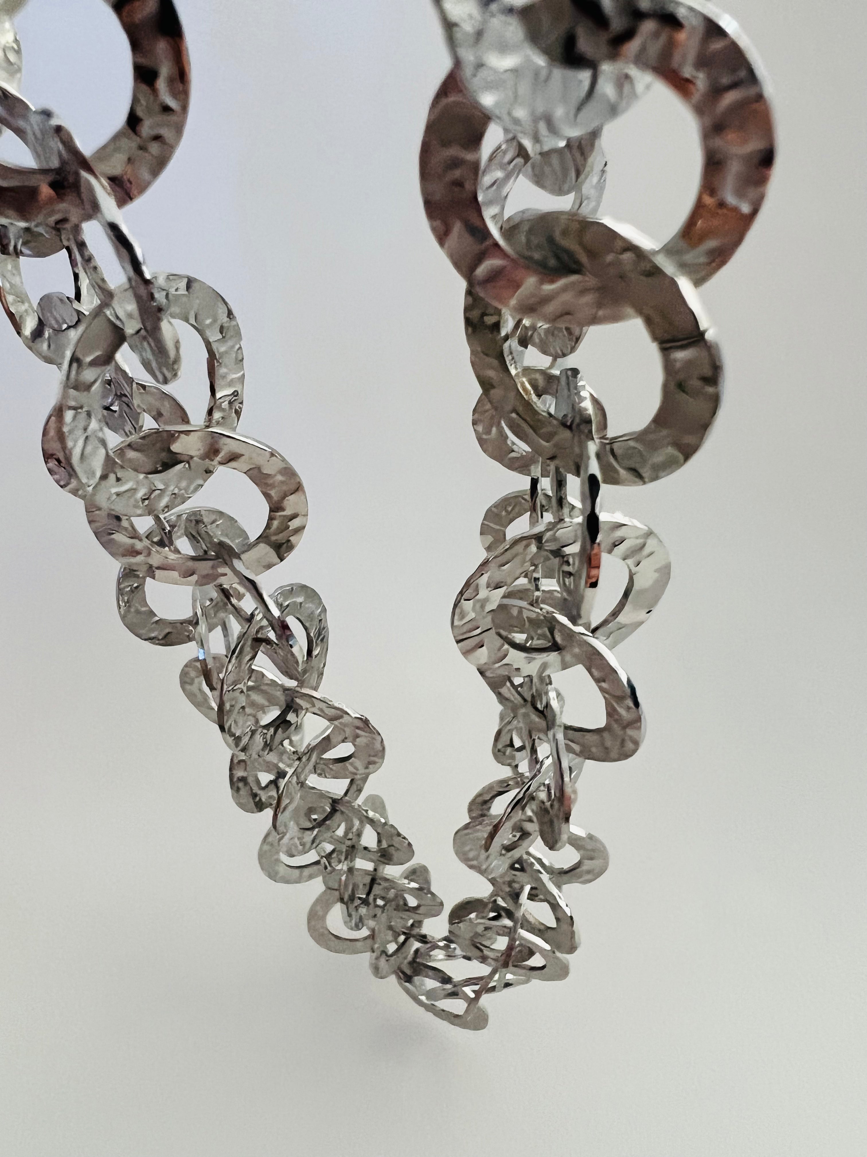 Collier chic MARIJAM sautoir maillons argentés - Créations Uniques