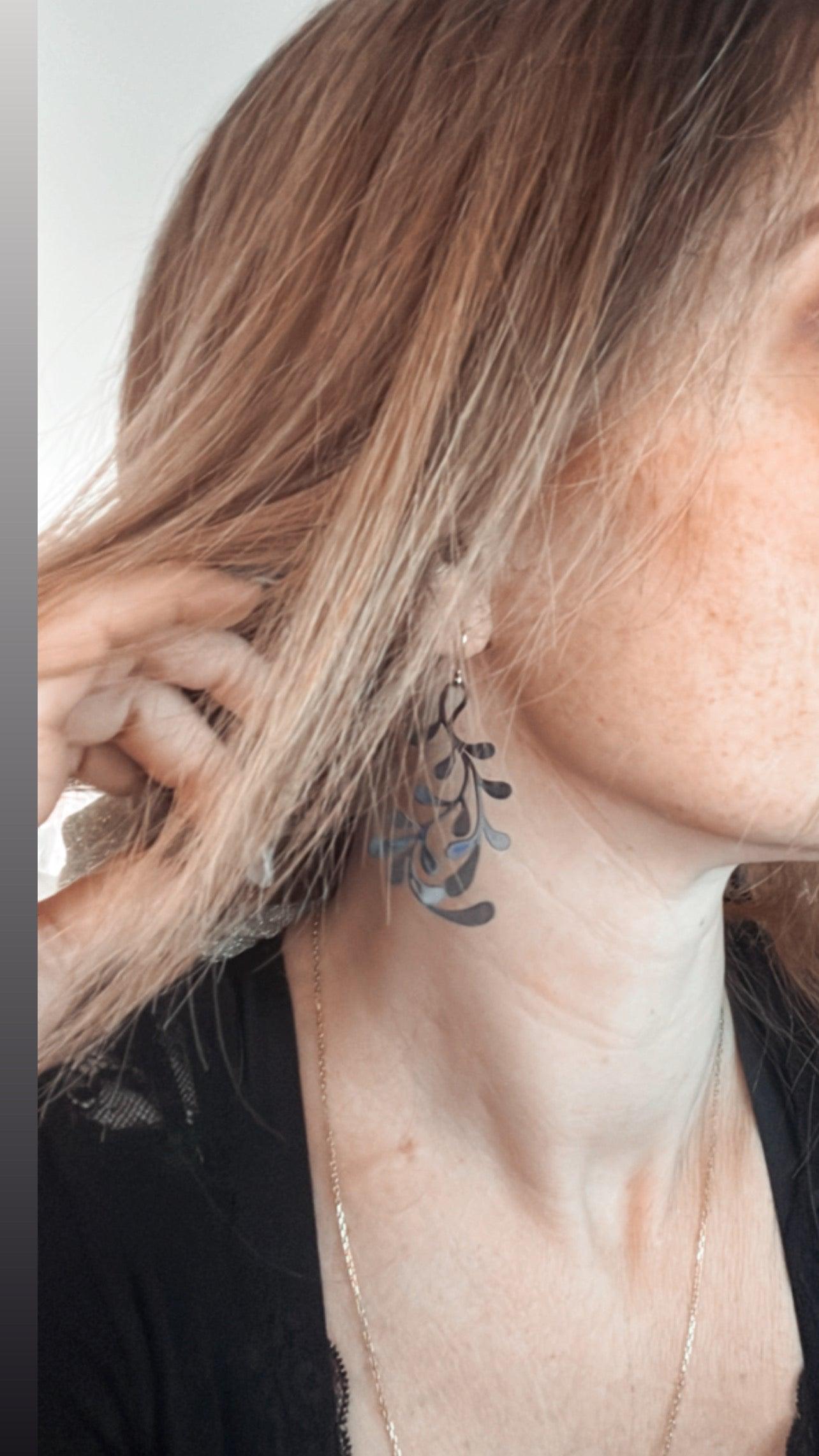 Boucles d’oreilles NINON feuillage noir - Créations Uniques - Créations Uniques