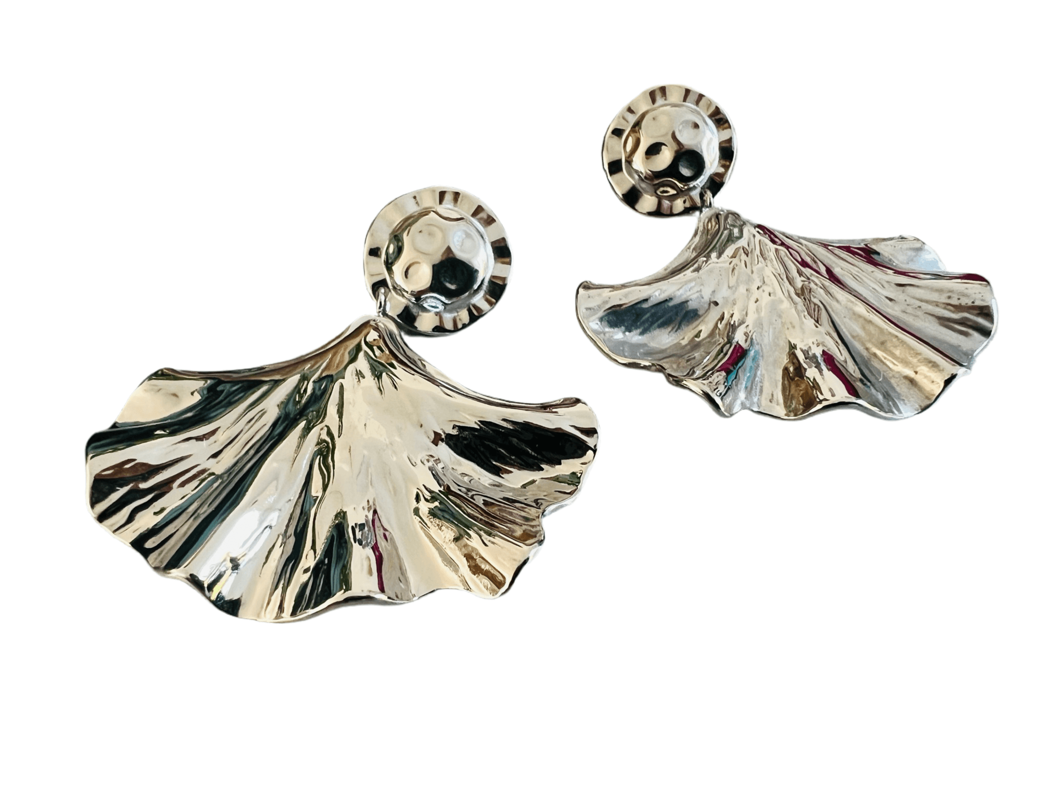 Boucles d’oreilles GRETA feuilles ginkgo argentées - Créations Uniques