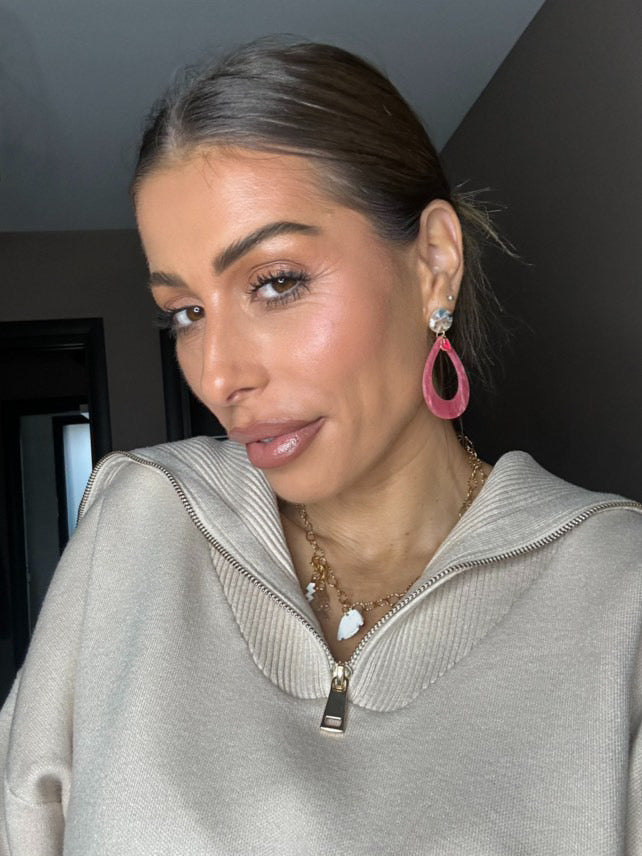 Boucles d’oreilles MAGGIE gouttes résine rose - Créations Uniques - Créations Uniques