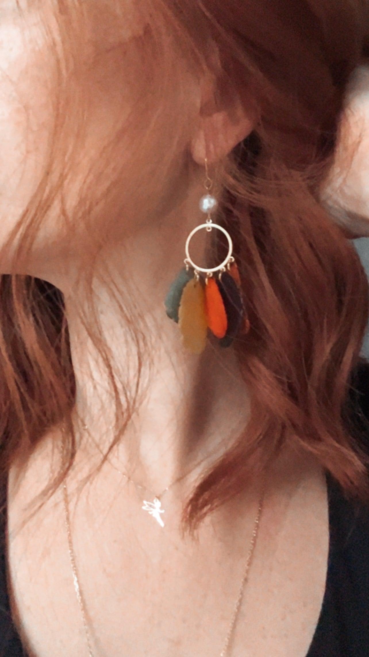 Boucles d’oreilles SANDRINE tagua couleurs d’automne - Créations Uniques - Créations Uniques