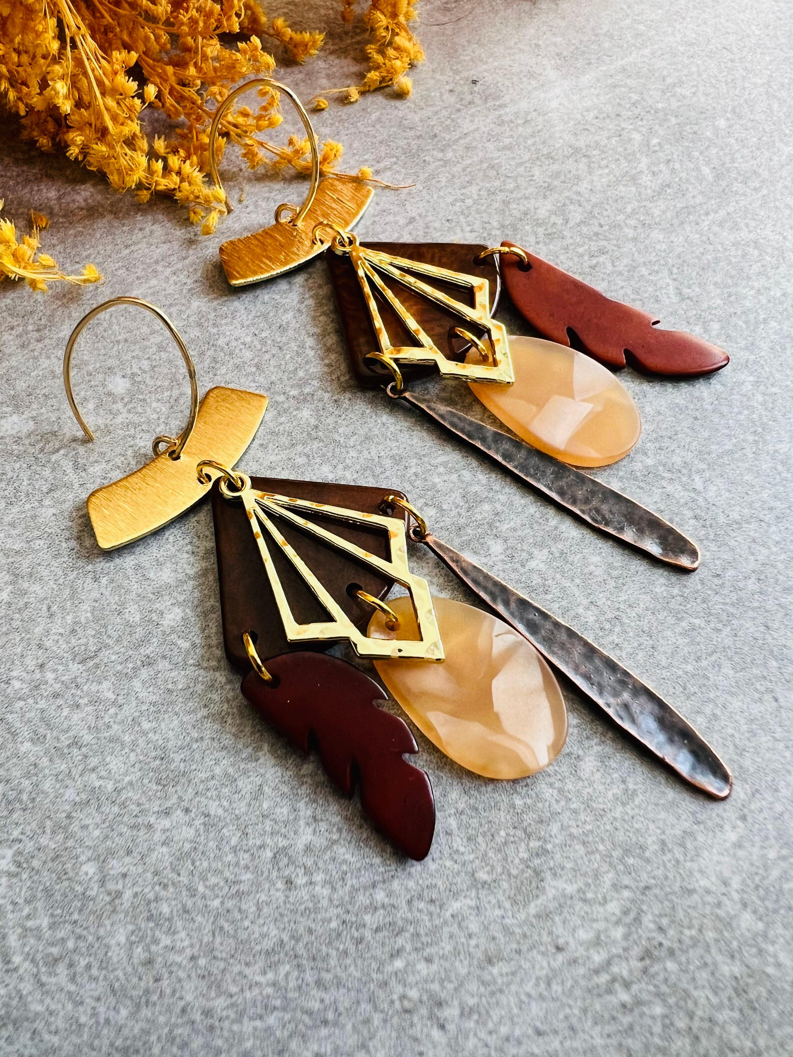 Boucles d’oreilles LIZZY style ethnique et bohème - fait main - Créations Uniques - Créations Uniques