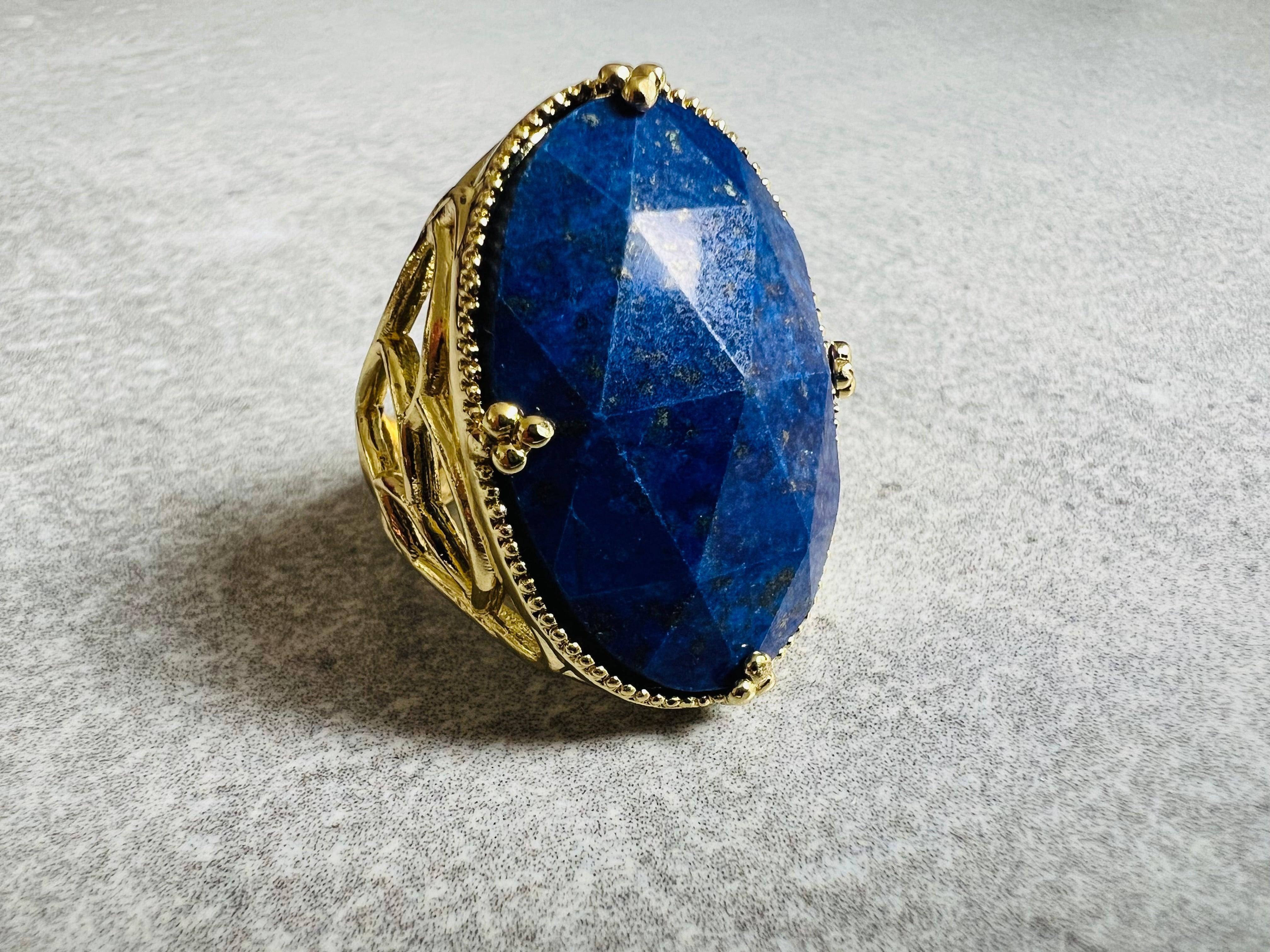 Bague ANTONELA bleu lapis - Créations Uniques