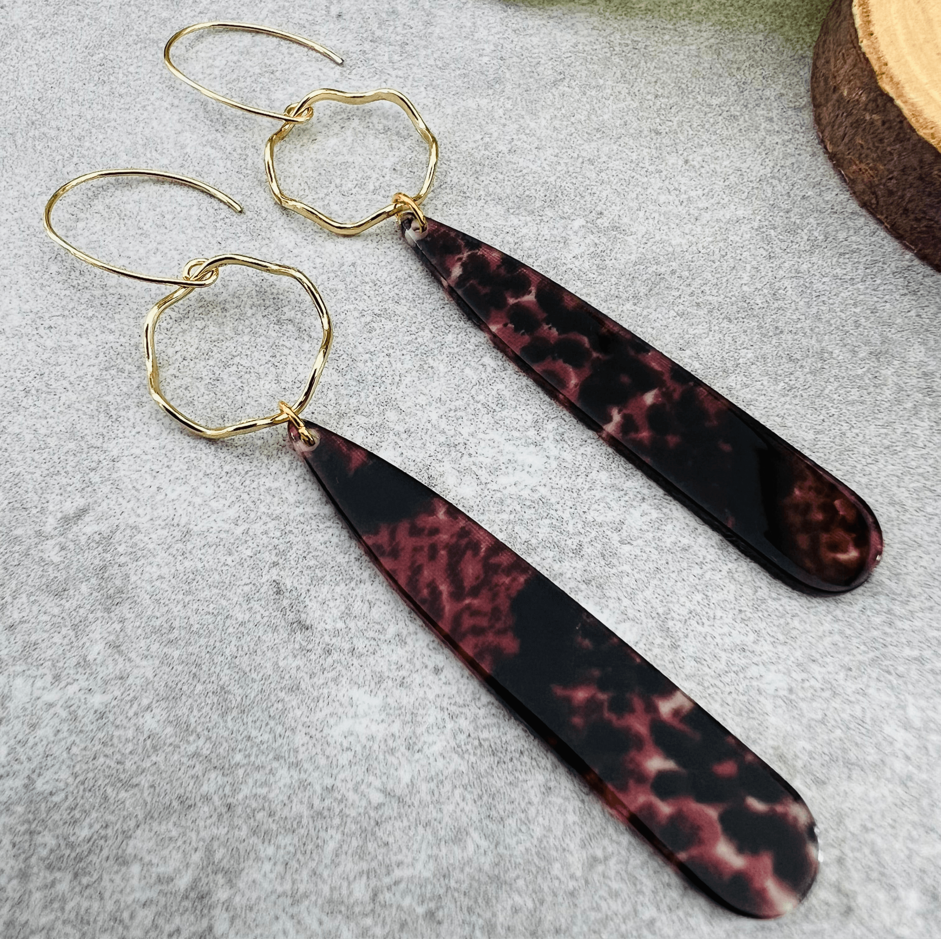 Boucles d’oreilles NATALEE longues gouttes résine - Créations Uniques - Créations Uniques