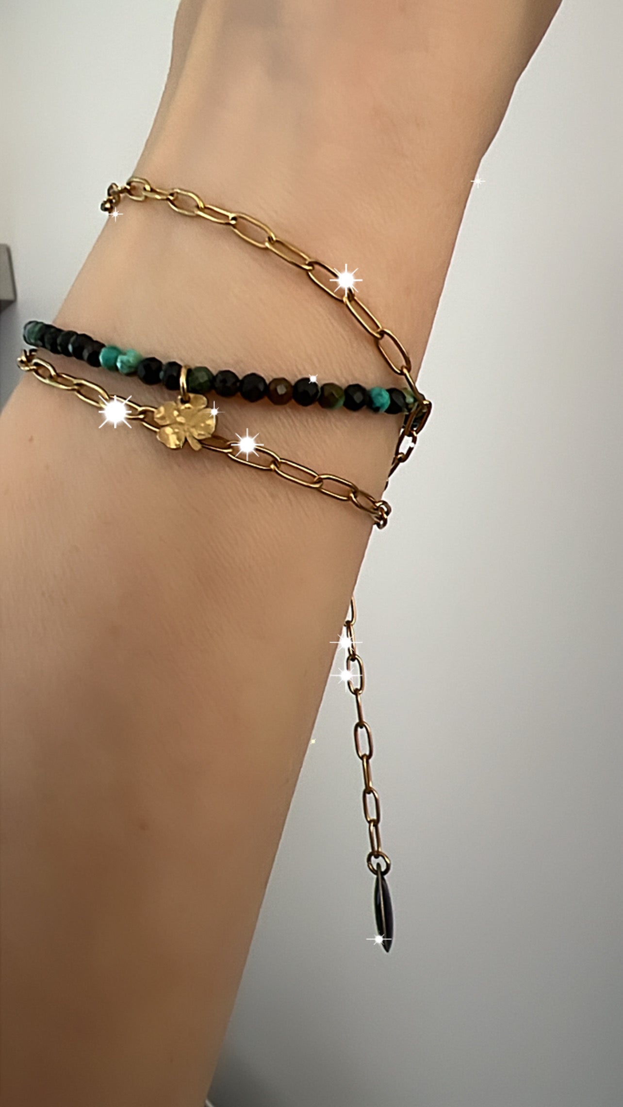 Bracelet TANIA fines perles vert foncé - Créations Uniques