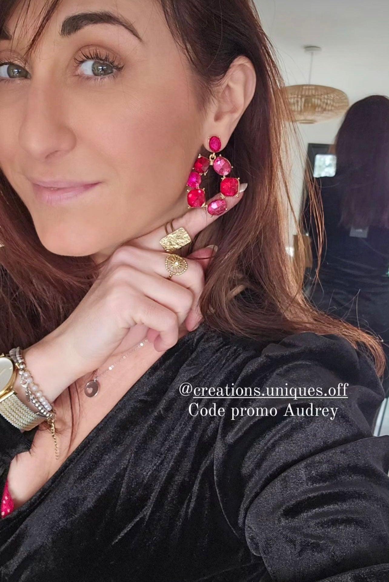 Boucles d’oreilles BELLA brillantes rose rouge framboise - Créations Uniques