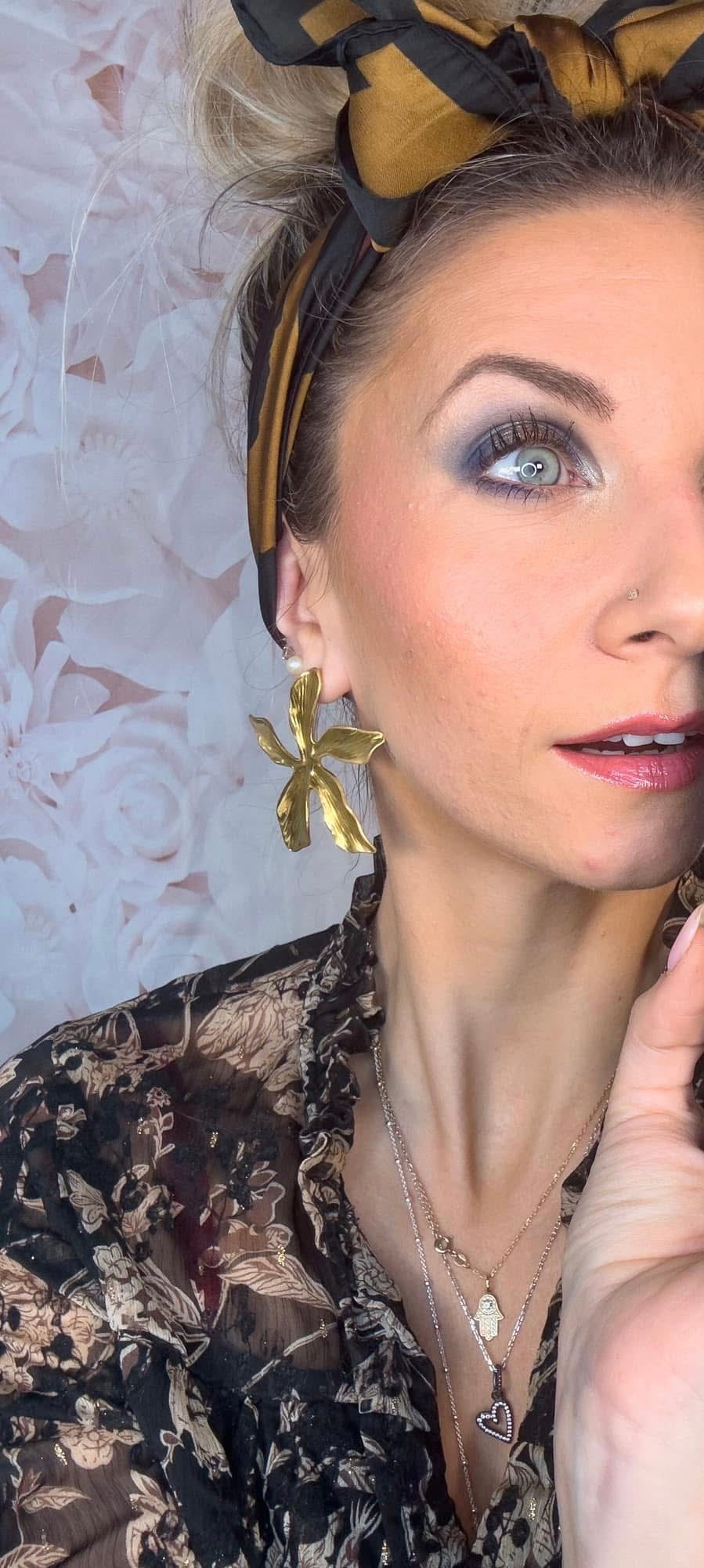 Boucles d’oreilles TORY fleurs dorées - Créations Uniques