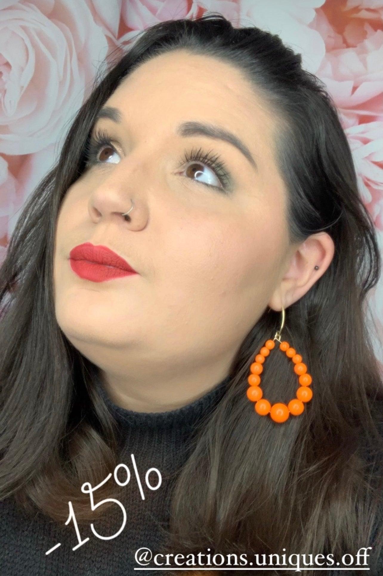 Boucles d’oreilles JANE perles oranges - Créations Uniques - Créations Uniques