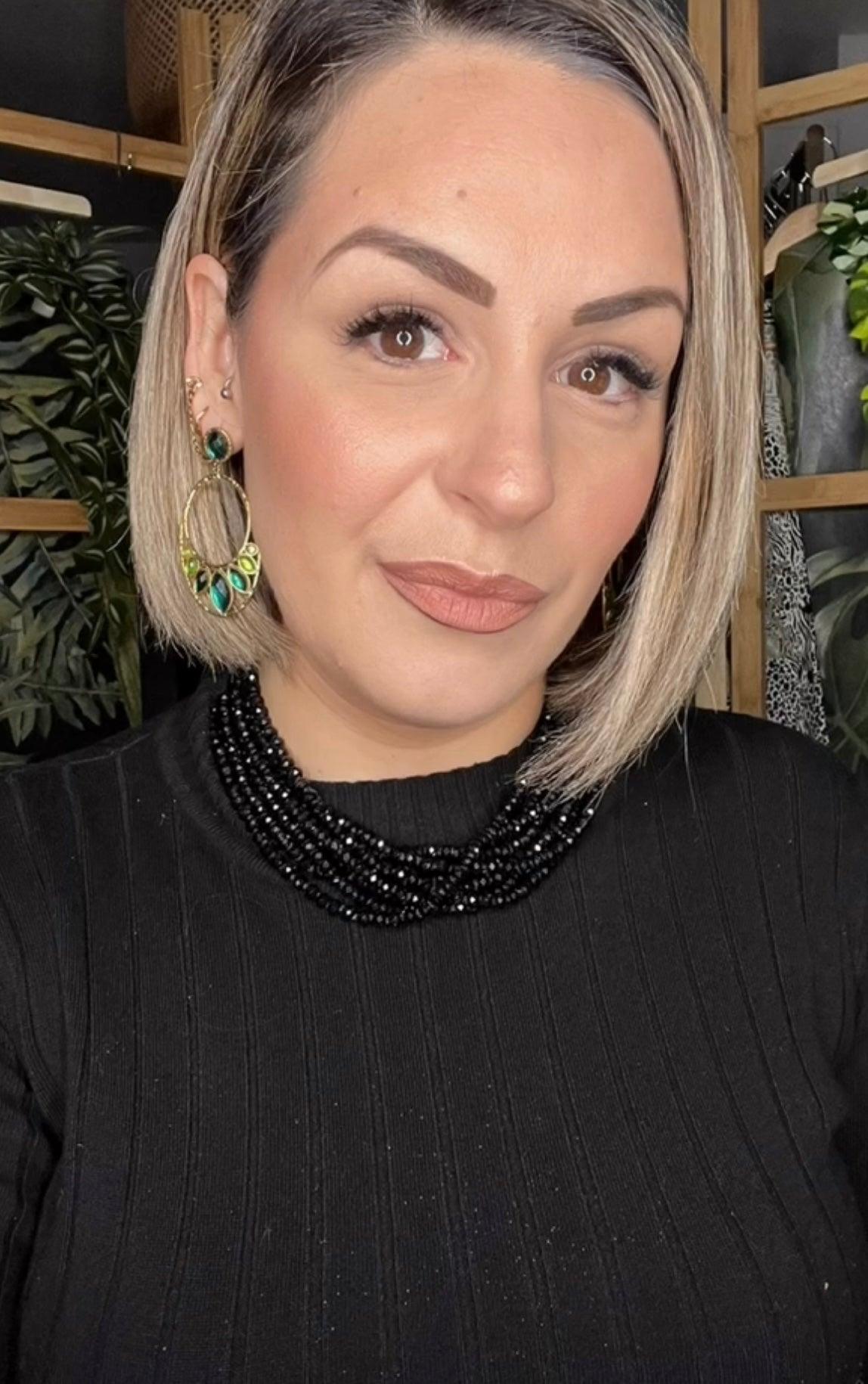 Boucles d’oreilles chic CENDRINE ovales dorés cabochons brillants nuances de vert - Créations Uniques