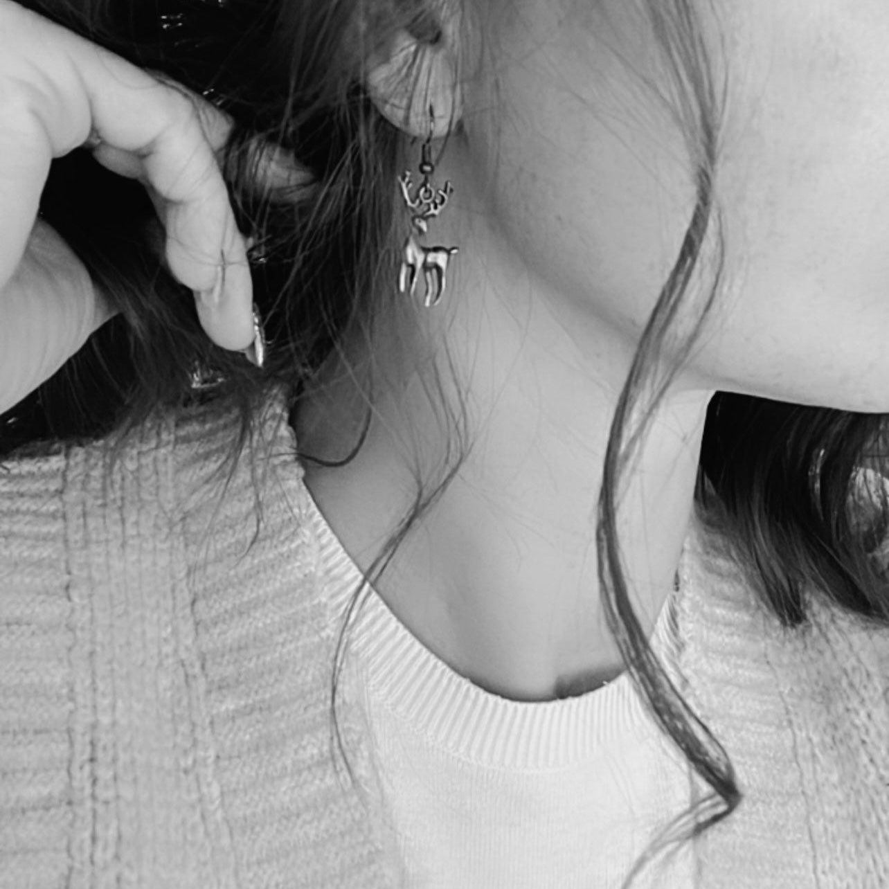 Boucles d’oreilles MARIEL Rennes de Noël bronze - Créations Uniques - Créations Uniques