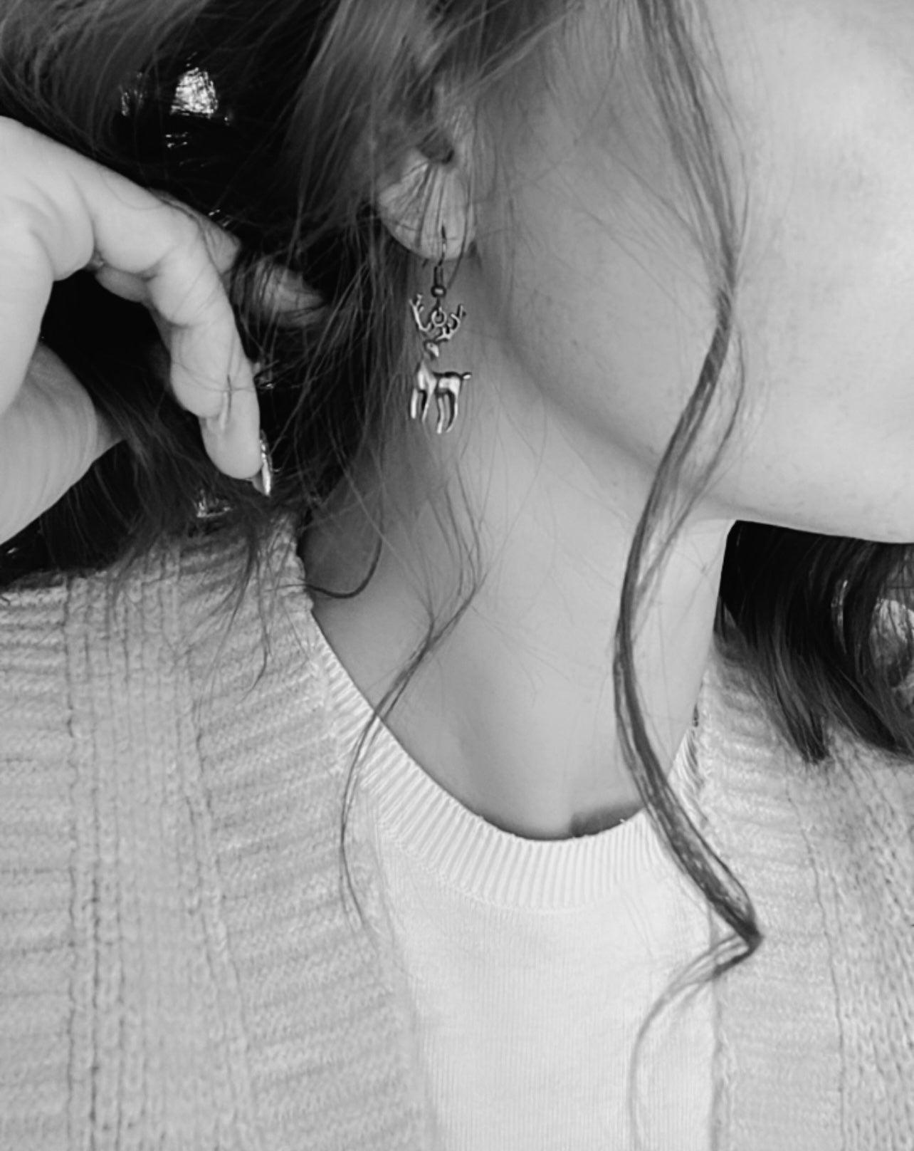 Boucles d’oreilles MARIEL Rennes de Noël bronze - Créations Uniques - Créations Uniques