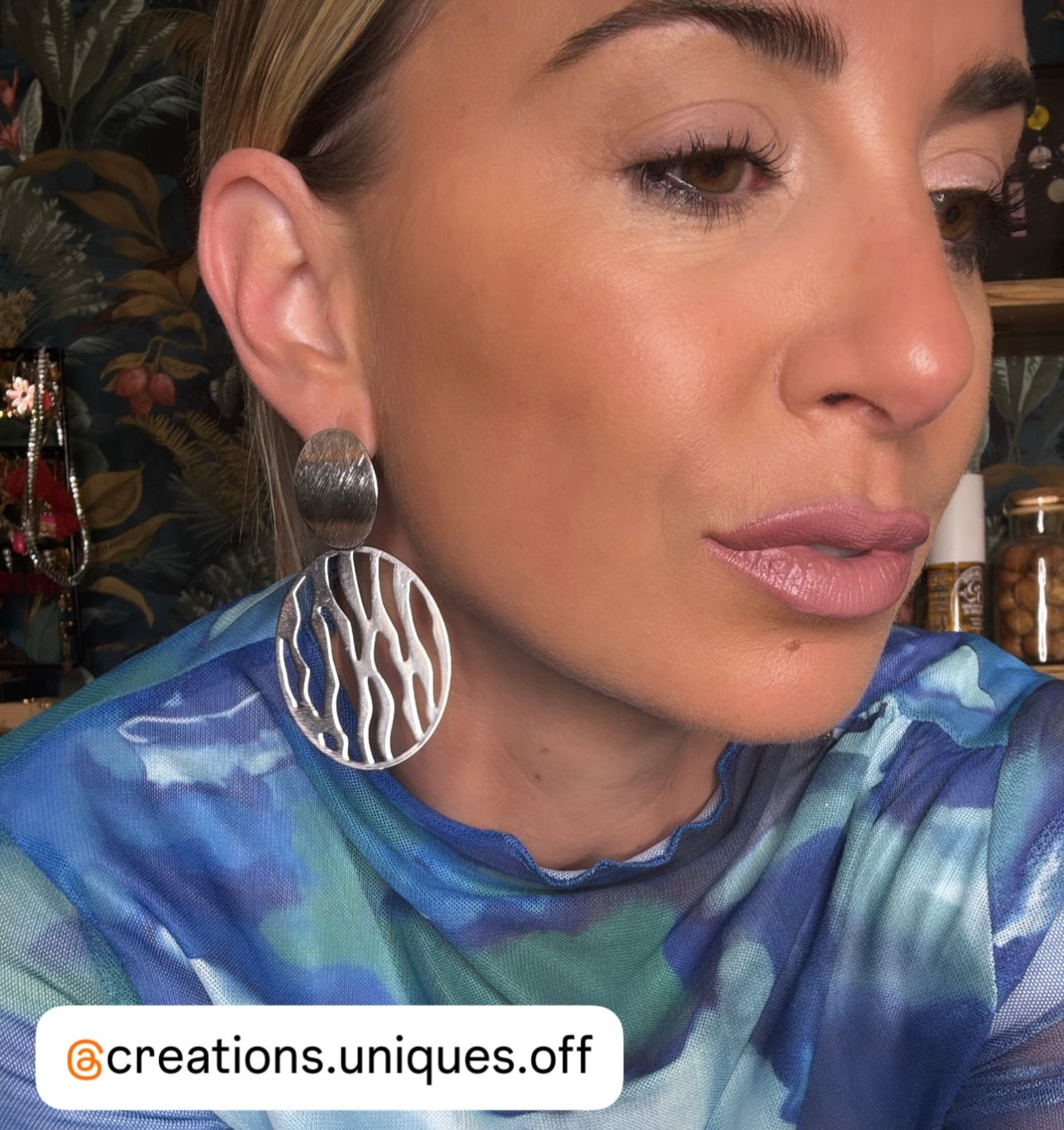 Boucles d’oreilles MARILOU 2 ovale zébré argenté - Créations Uniques