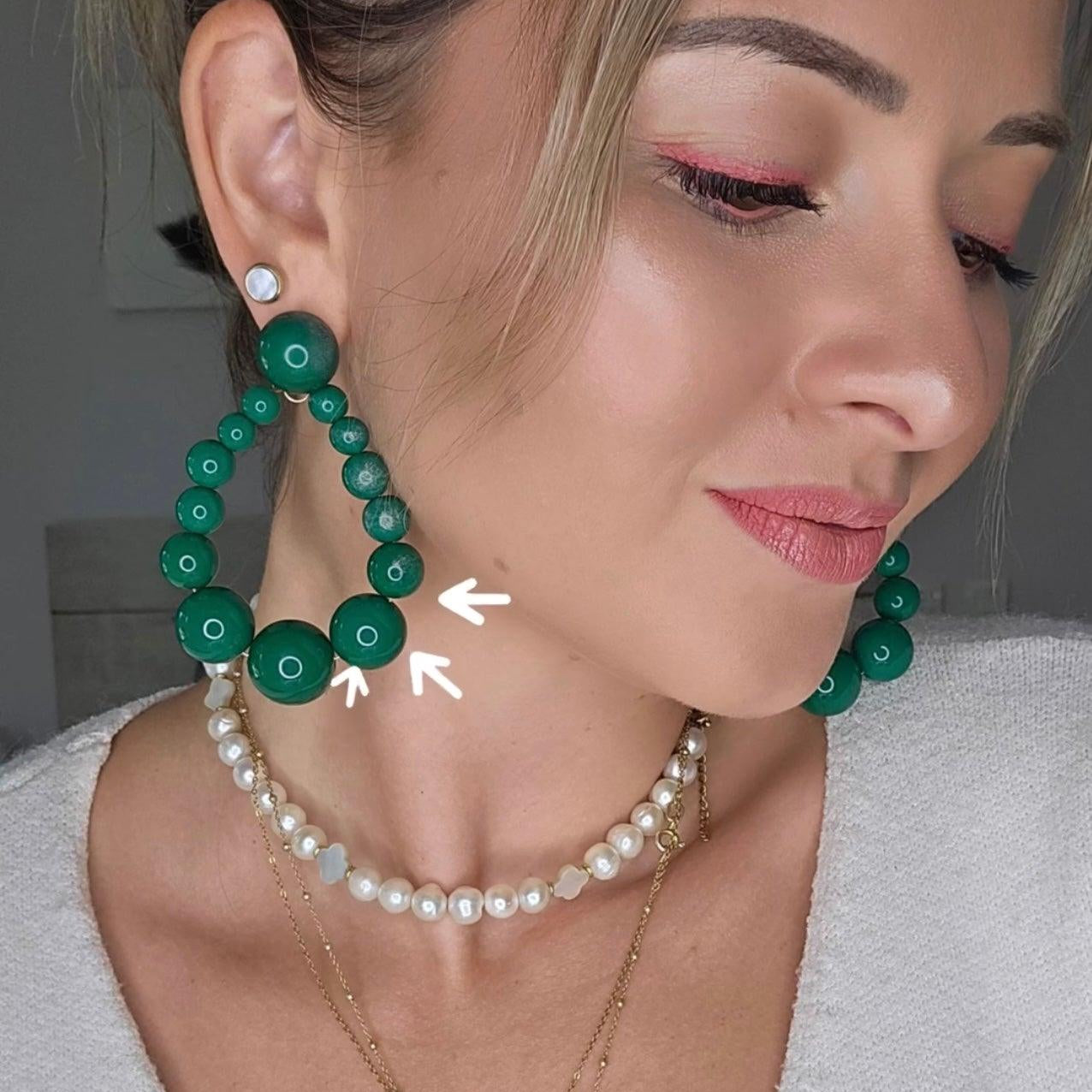 Boucles d’oreilles VINCIANE perles vertes - Créations Uniques - Créations Uniques