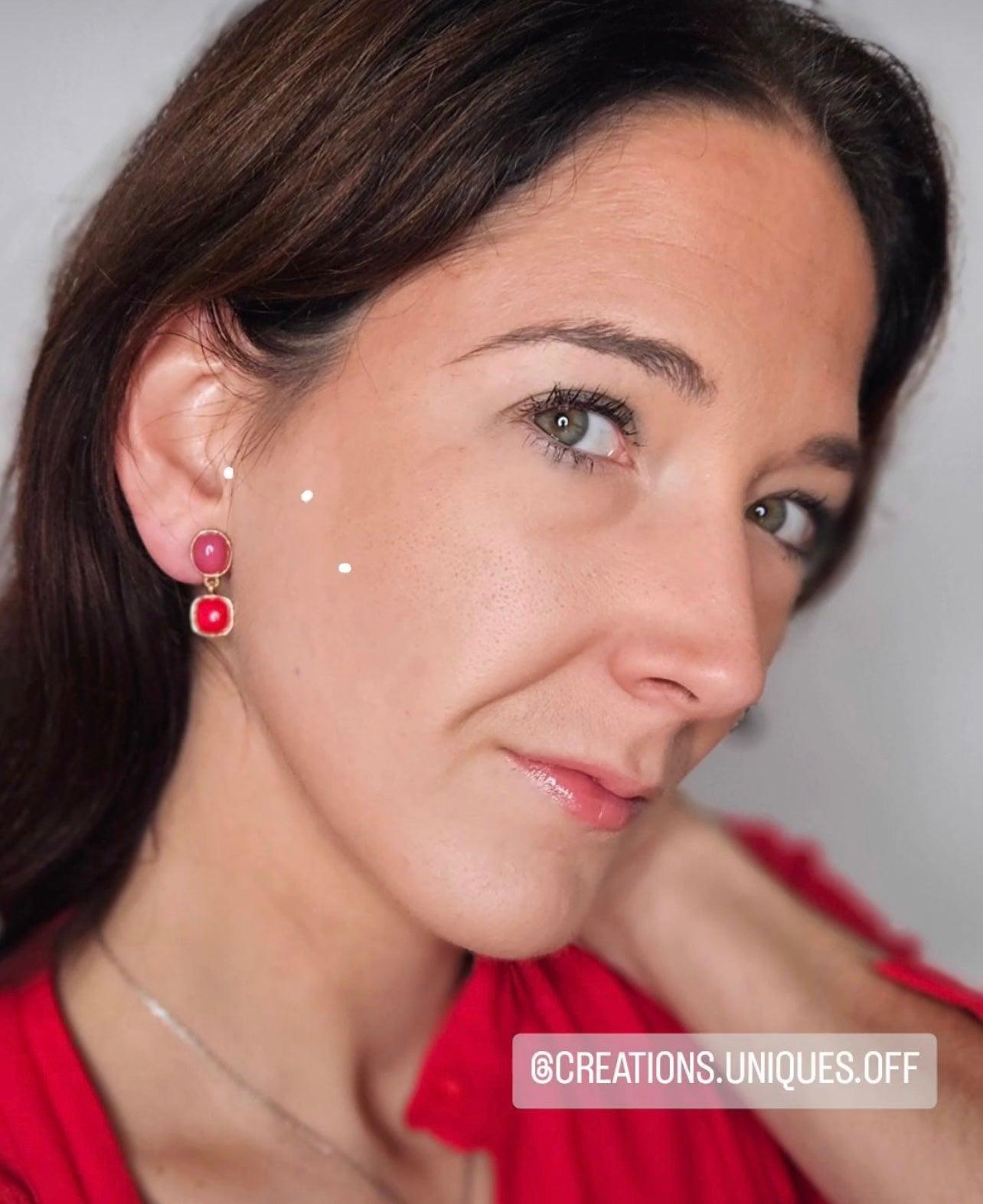 Clips courts JOSETTE rouge et rose Fushia - Créations Uniques