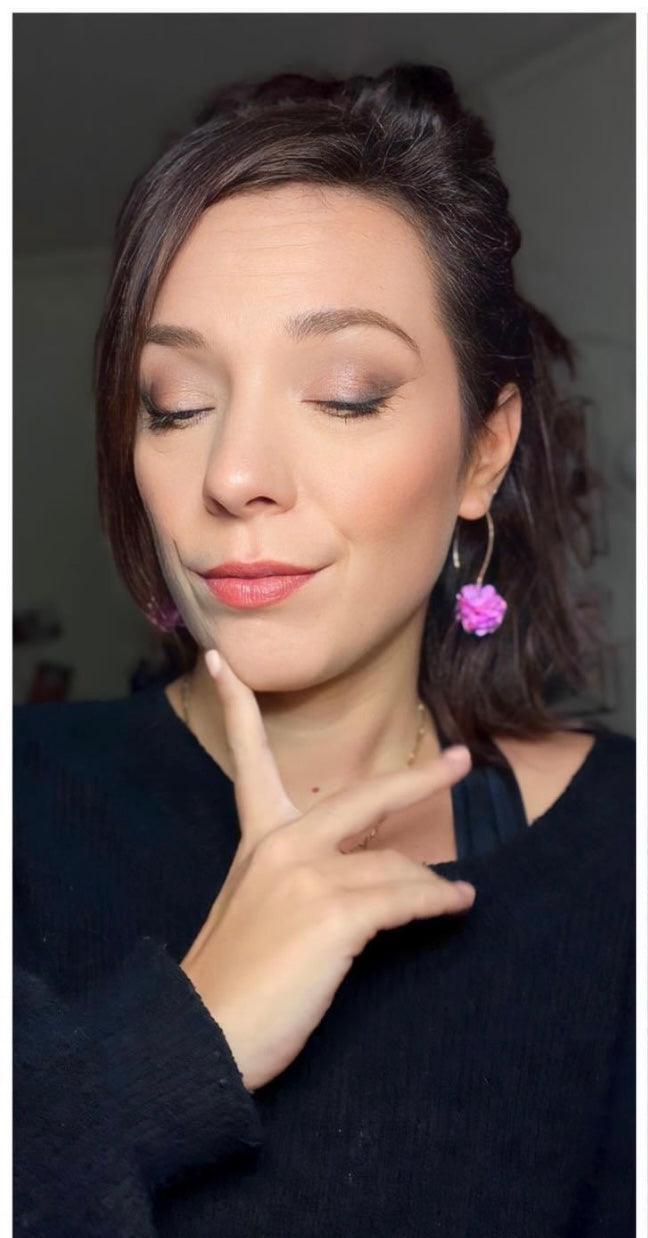 Boucles d’oreilles GABRIELA pompons violet - Créations Uniques - Créations Uniques