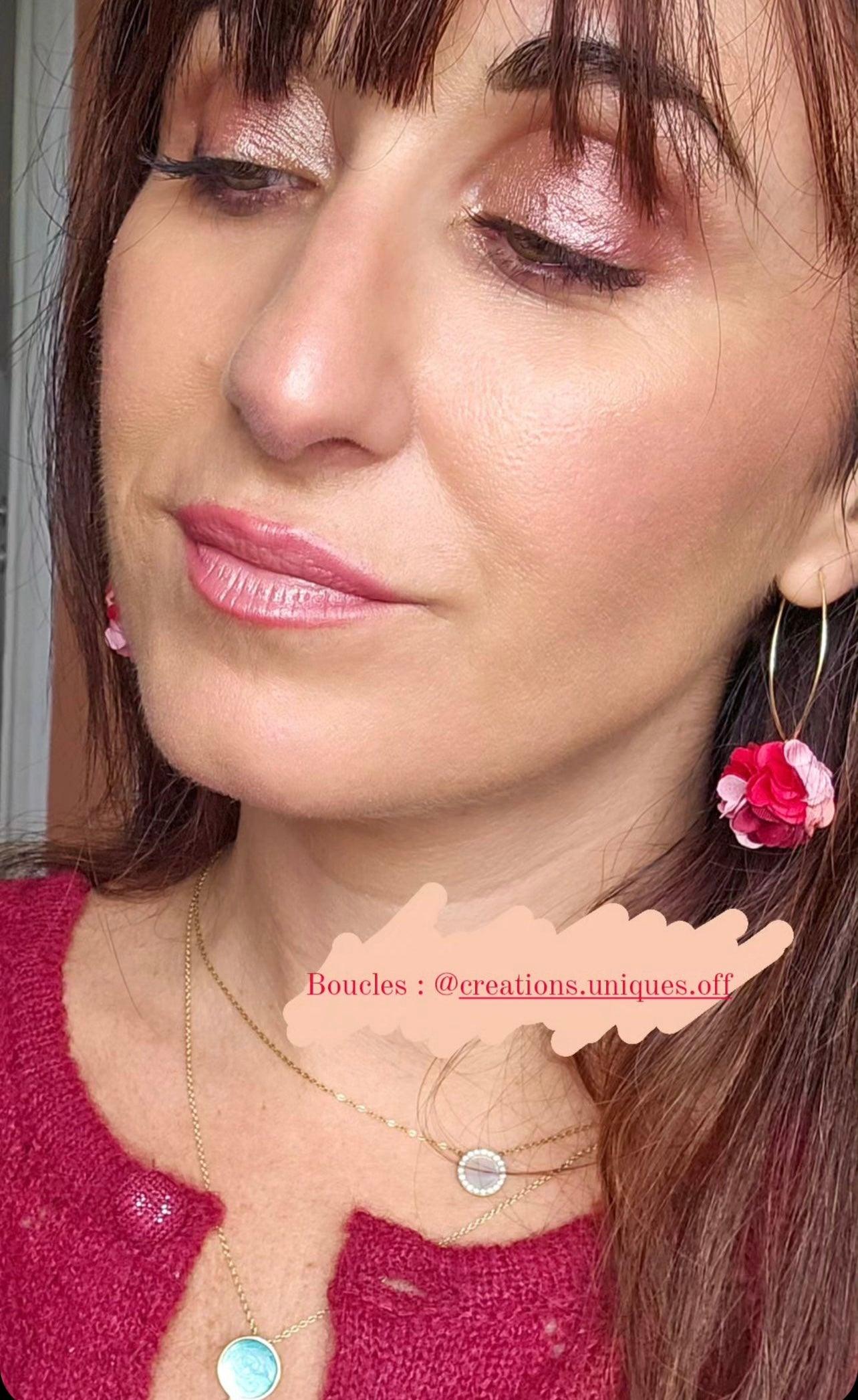 Boucles d’oreilles AMELIA pompons bordeaux - Créations Uniques - Créations Uniques