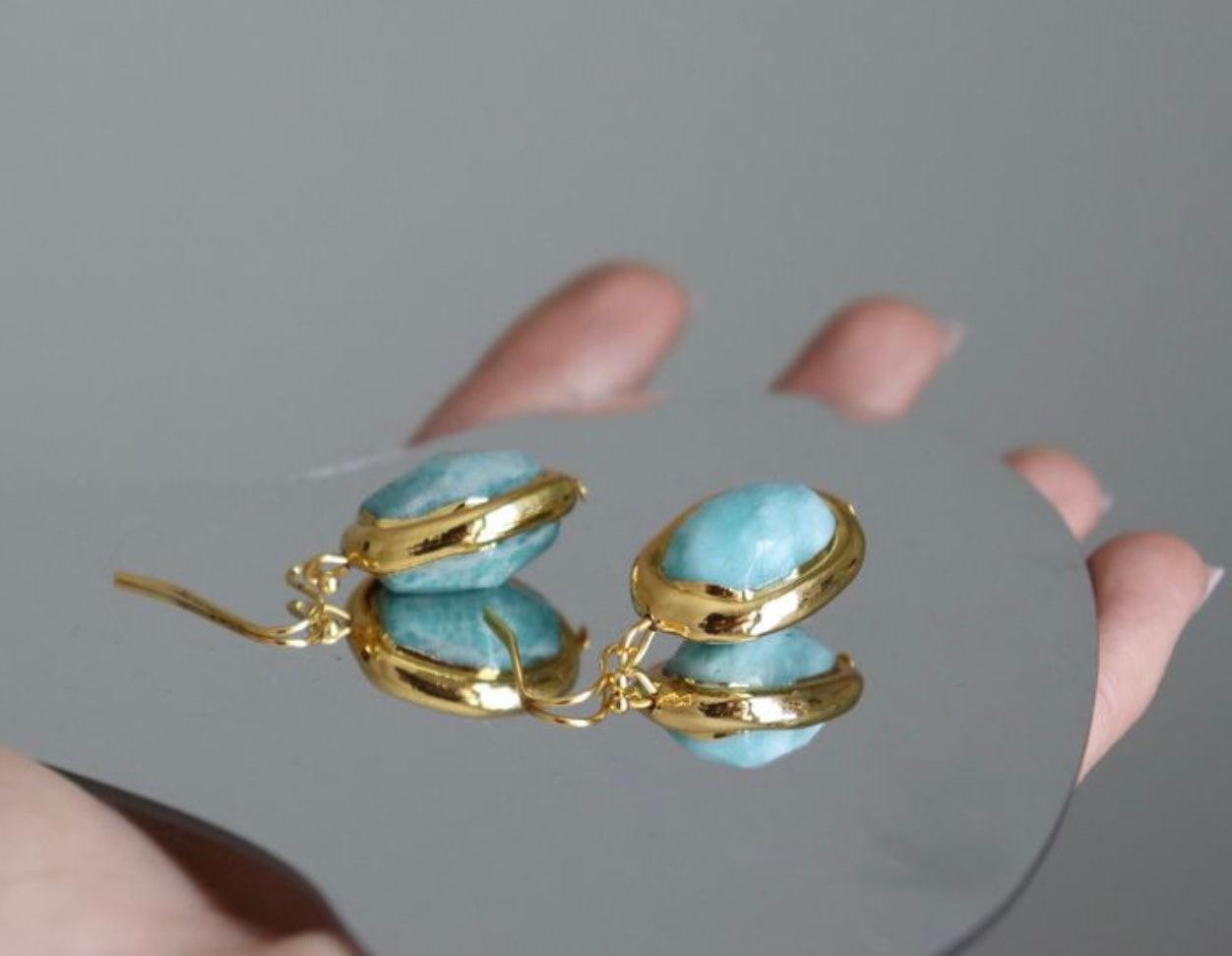 E76516 Boucles d'oreilles Amazonite - Karine Sultan - Créations Uniques