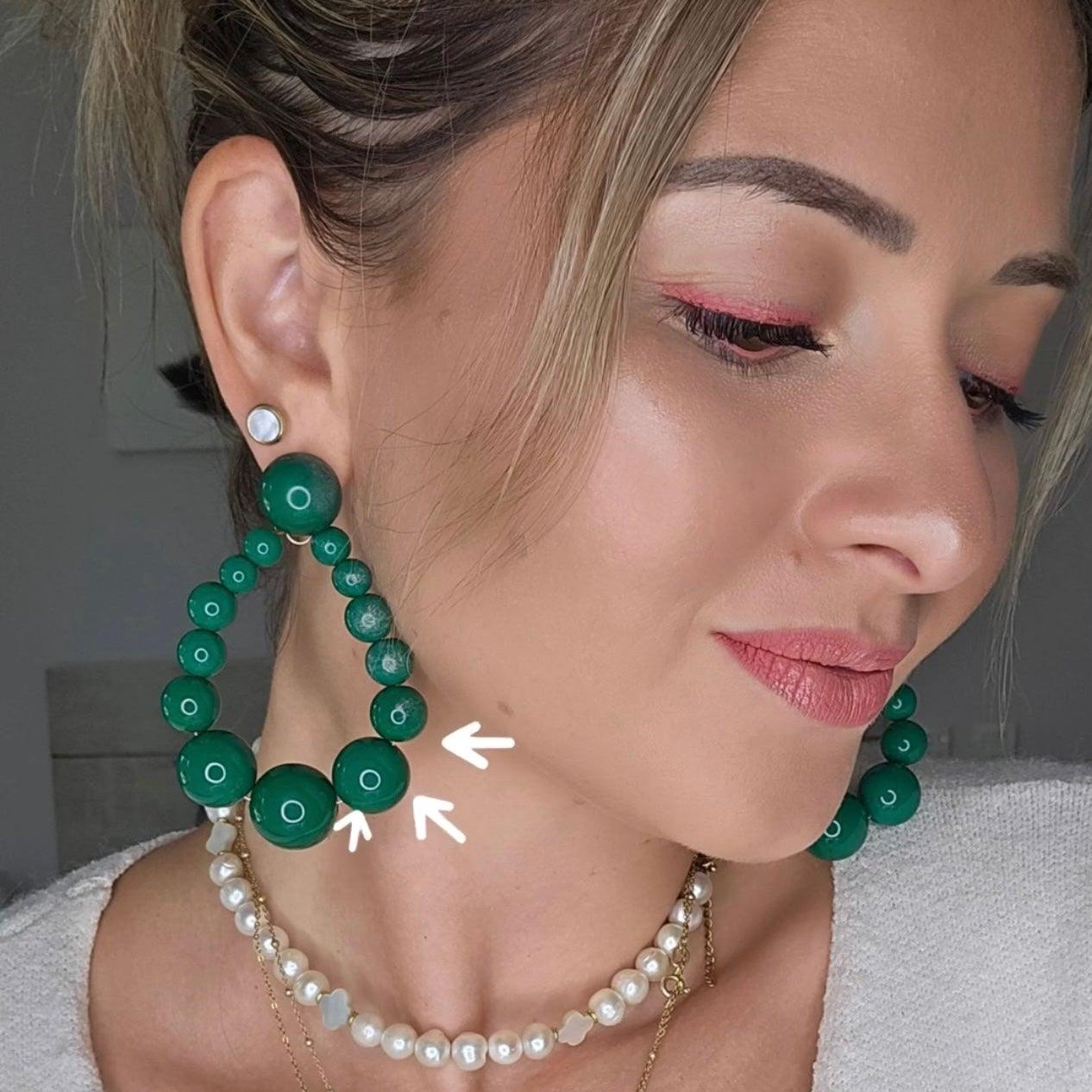 Boucles d’oreilles VINCIANE perles vertes - Créations Uniques - Créations Uniques