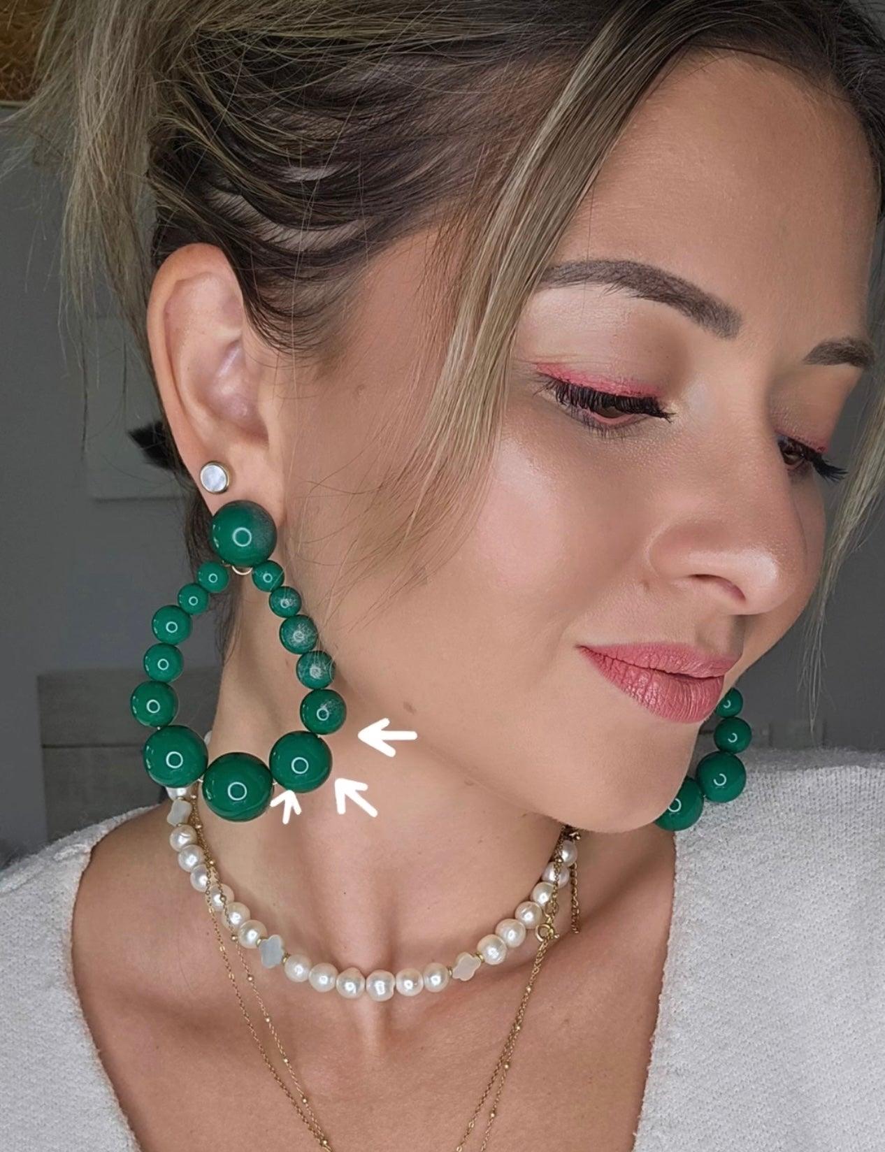 Boucles d’oreilles VINCIANE perles vertes - Créations Uniques - Créations Uniques