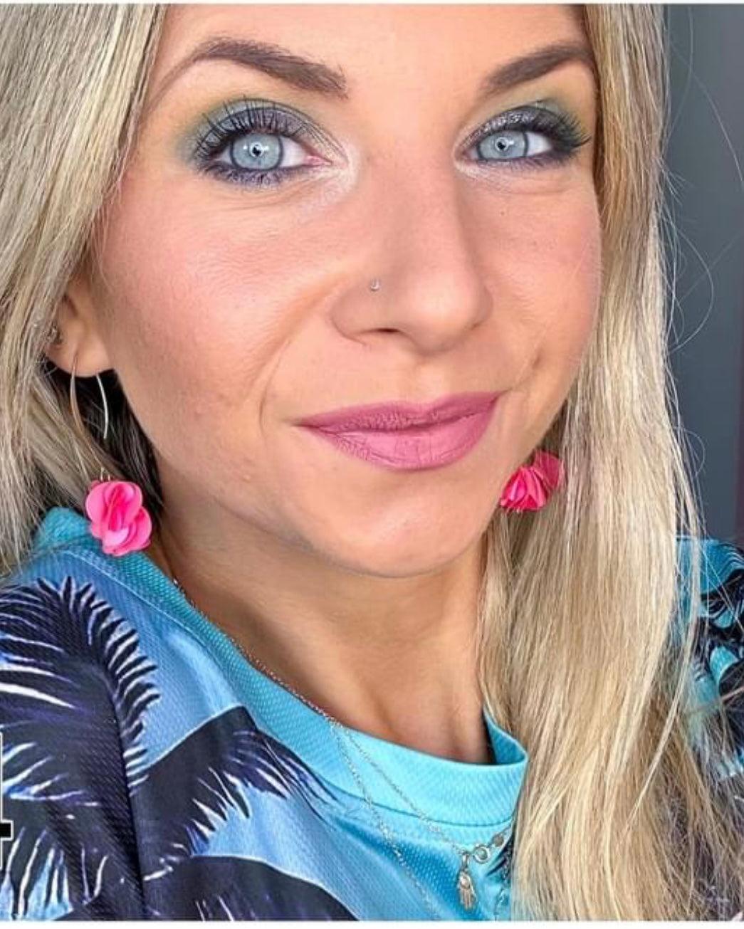 Boucles d’oreilles ROSE-ANGELA pampilles tissu rose - Créations Uniques - Créations Uniques