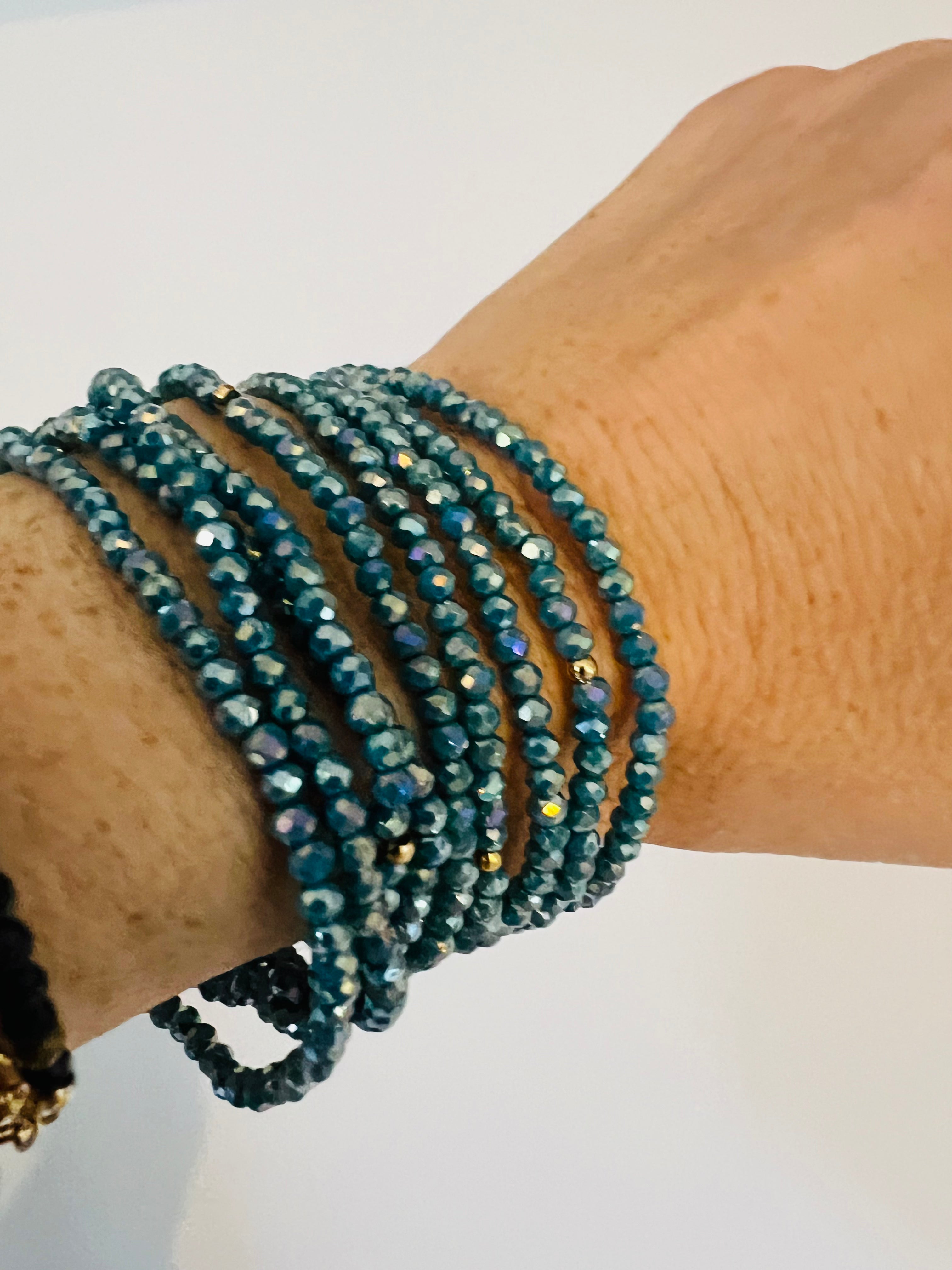 Bracelet GYSEL bleu brillant perles à facettes - Créations Uniques